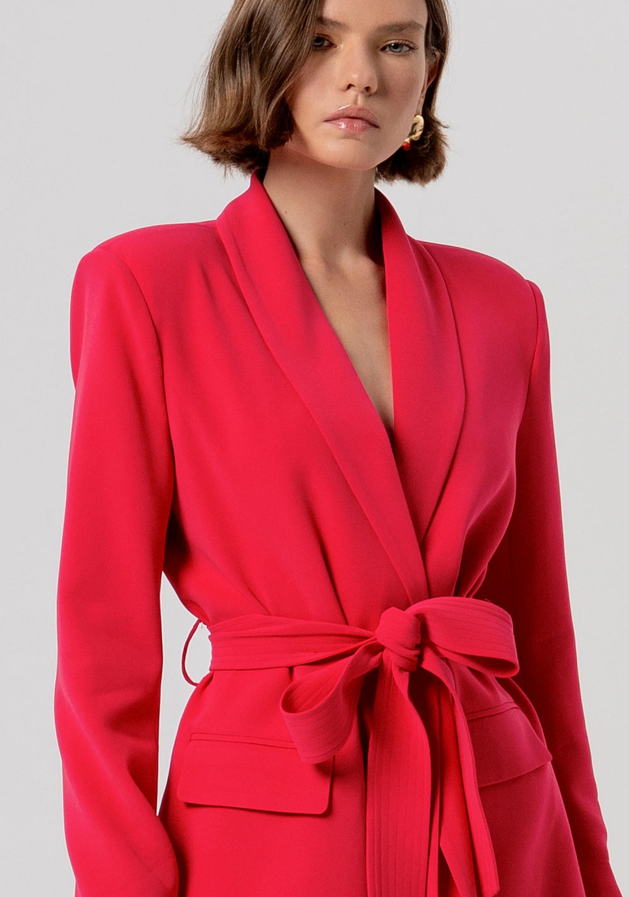 Blazer con Scollo a V e Dettagli a Volant cherry FR26SJ3002W83001 101 FRACOMINA 