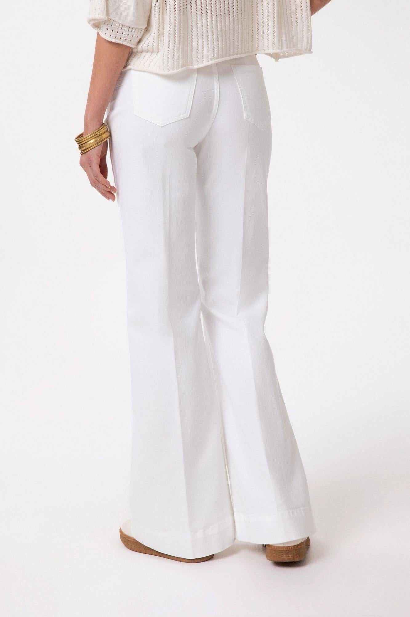 Pantalone In Denim Flare - Gaëlle Paris bianco GAABW09503-FLOWER-MTFI0002 BI02 GAELLE 