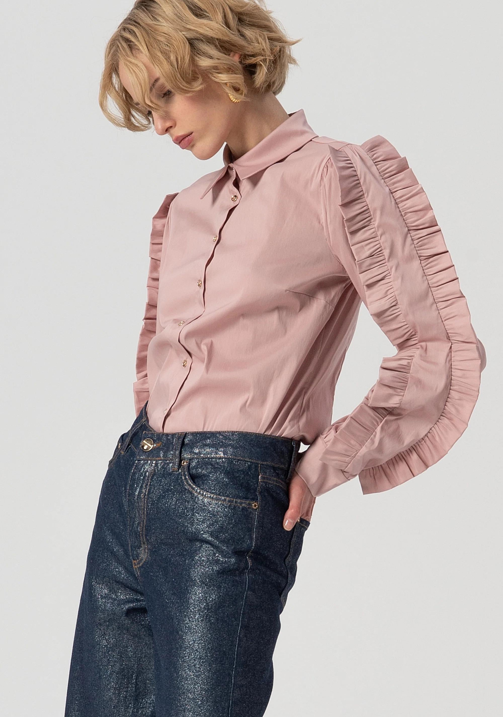 Fracomina Jeans flare a palazzo in denim con spalmatura FS25WV3015D400L9 365 FRACOMINA 