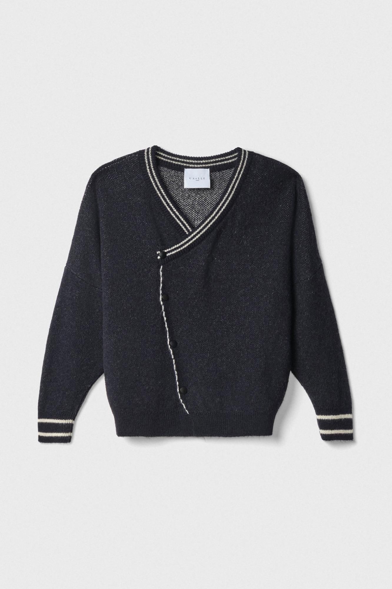 Cardigan Over In Maglieria Con Lavorazione Sul Retro  Blu - Gaëlle Paris GAABW07150-TMTS0139 BL01 GAELLE 