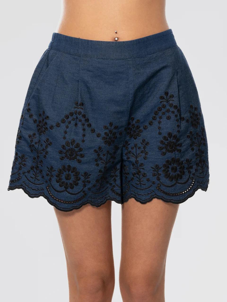 MC2 SAINT BARTH Pantaloncino Chambry in Denim con Ricami Blu AMN0001 01309L MC2 SAINT BARTH 