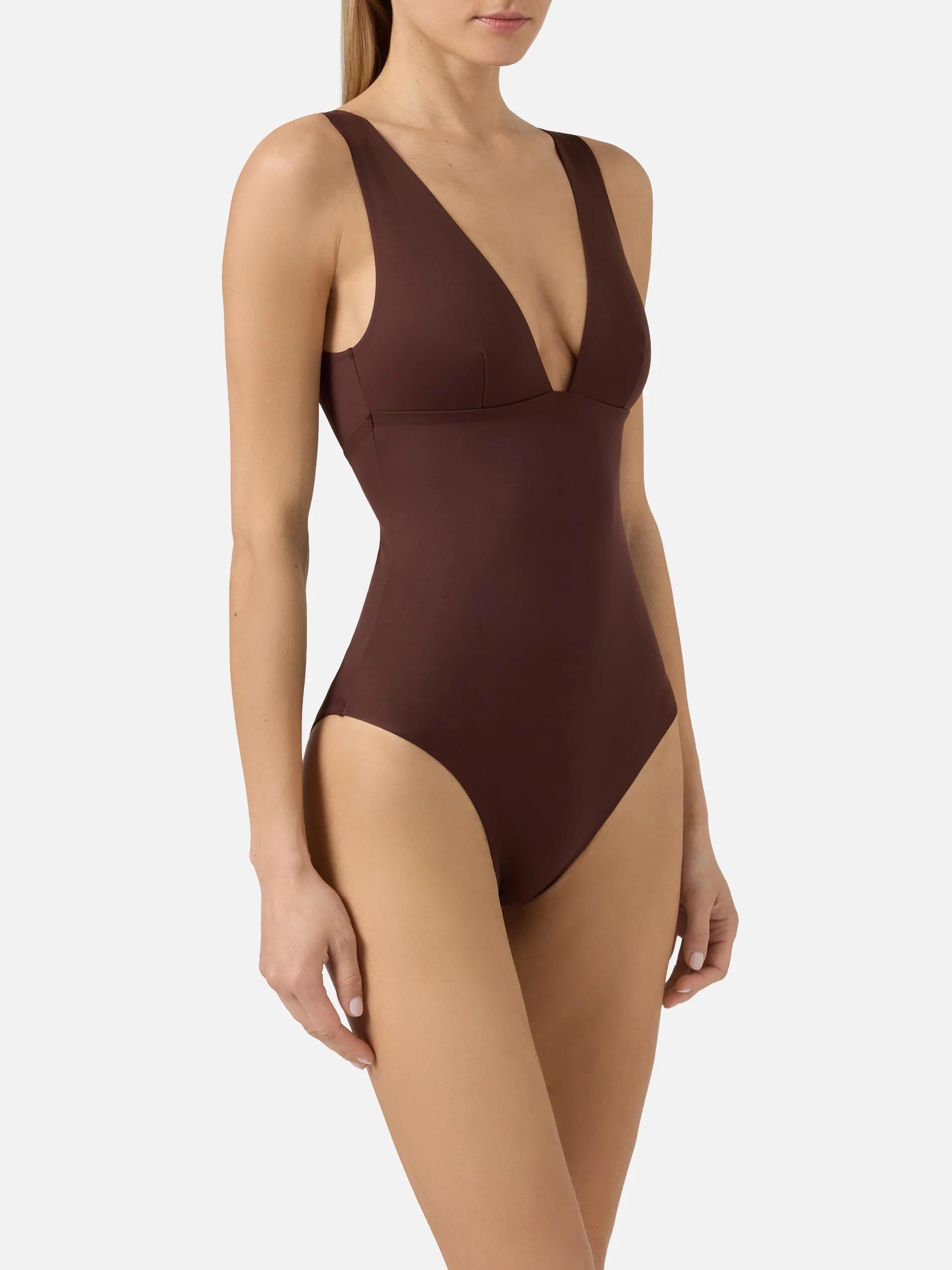 Costume intero Calliope in tessuto tecnico marrone CAI001 00019L MC2 SAINT BARTH 