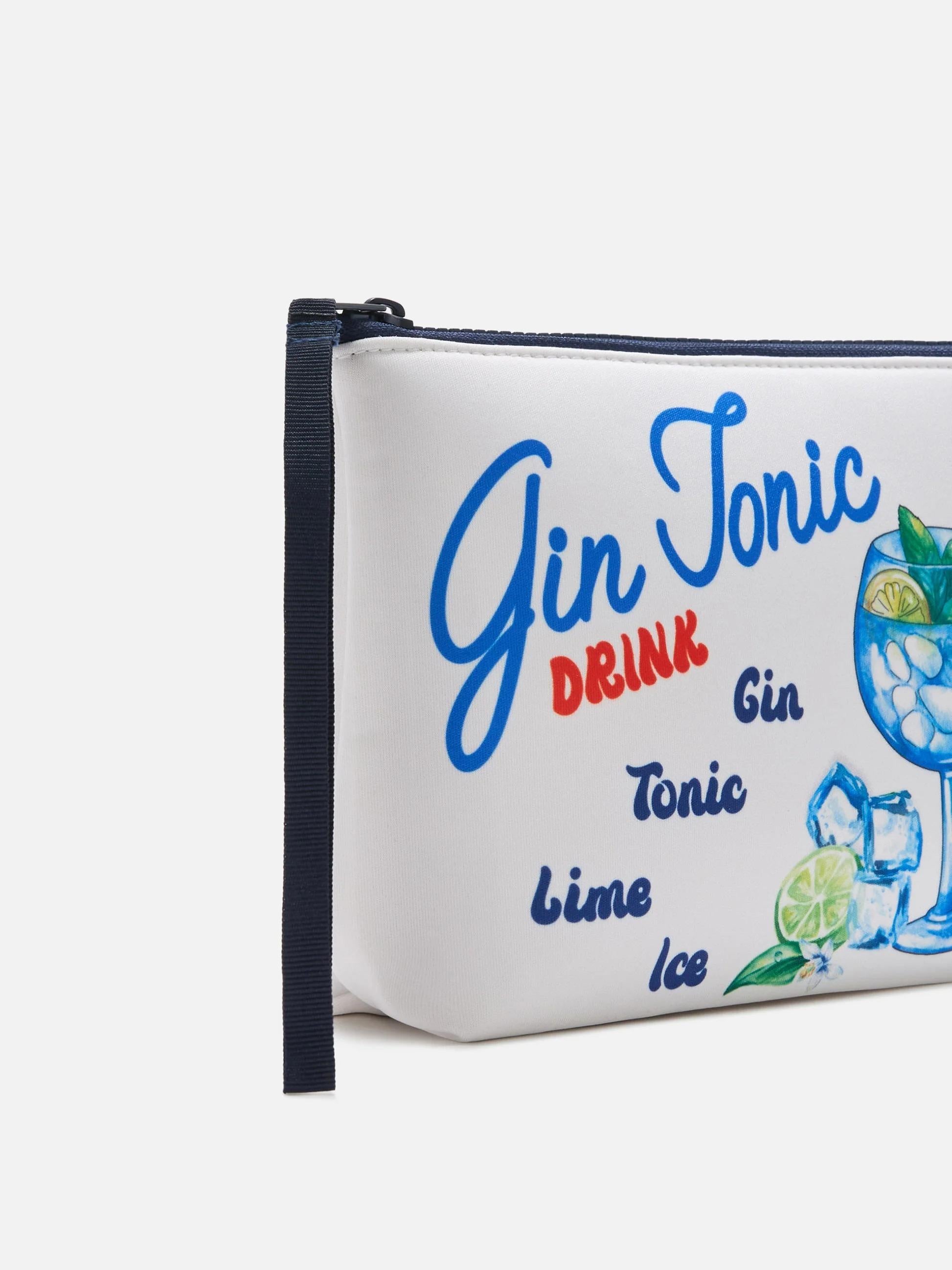 Pochette Aline in scuba bianca con stampa Ricetta Gin Tonic ALIN001 07976L MC2 SAINT BARTH 