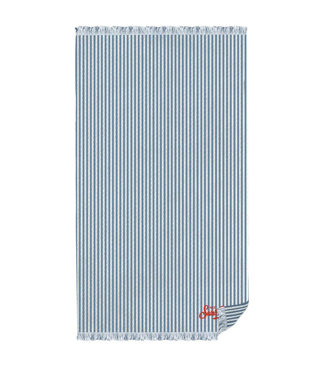 MC2 Saint Barth Telo Mare Seersucker Stripes Blu Unisex FOUT014-00582L FOUT014 00582L MC2 SAINT BARTH 
