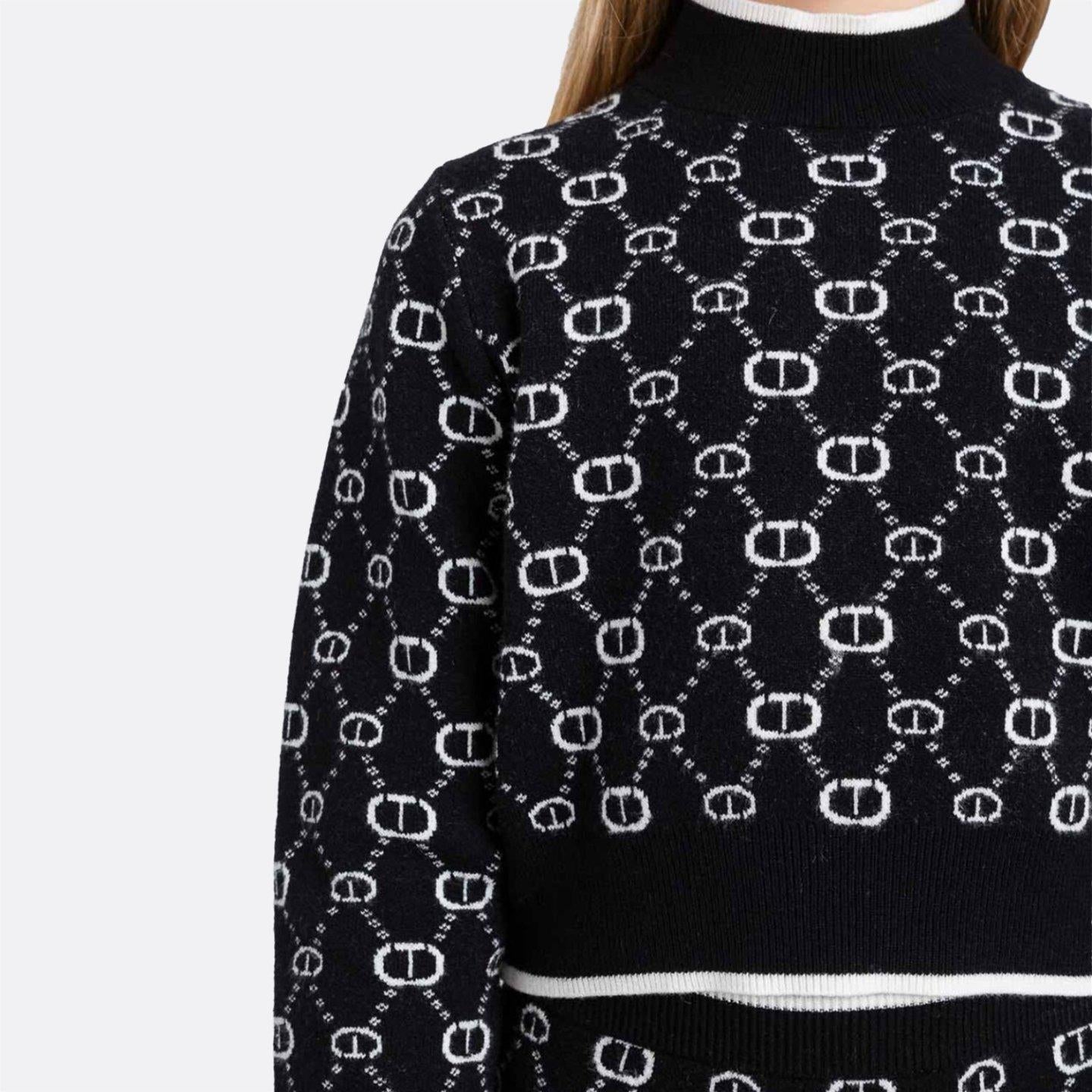 Maglia e gonna jacquard con Oval T nero/ off white 252GJ3022 12795 TWINSET 