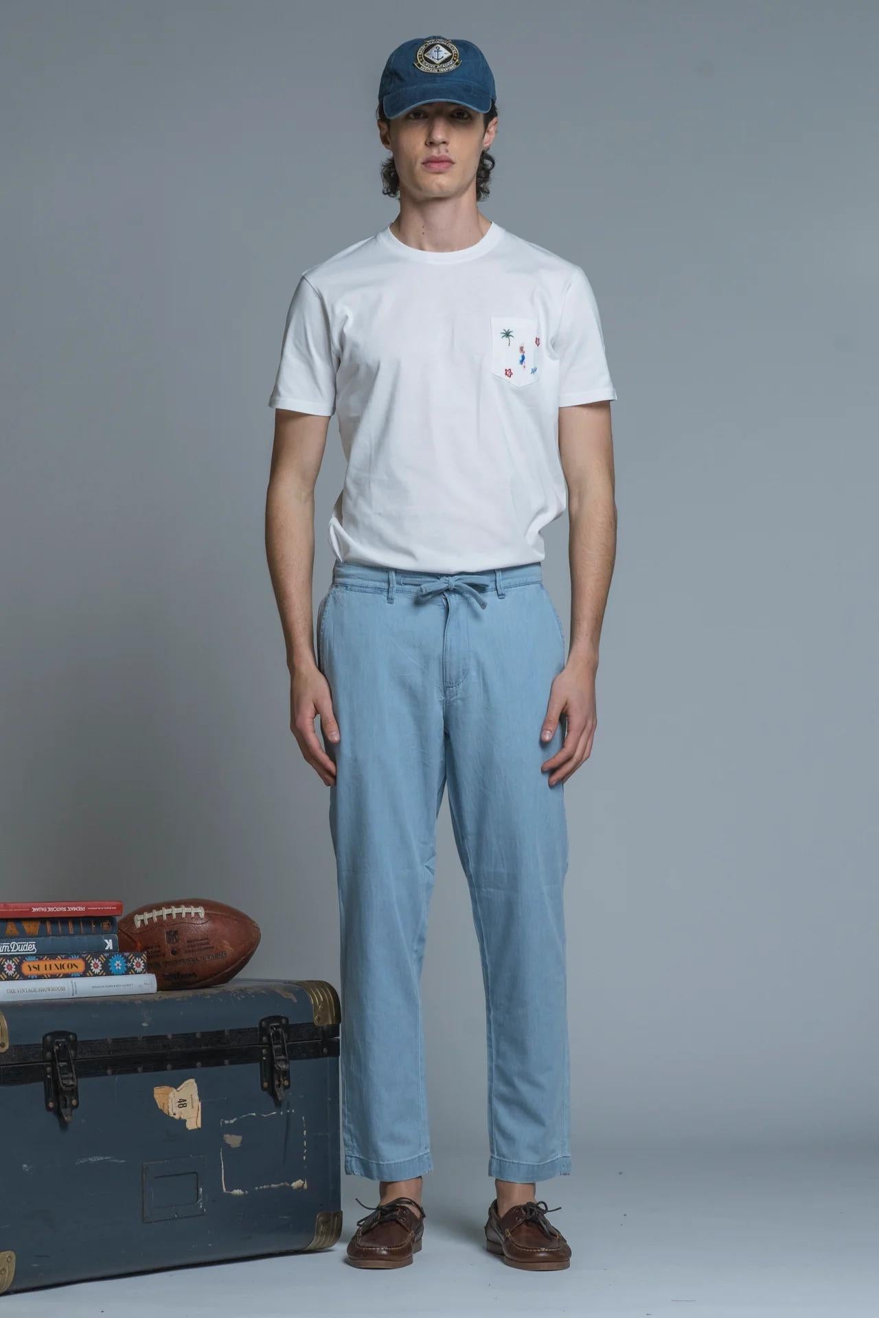 MILES CHINO LONG IN CHAMBRAY LIGHT BLUE IM26SSPM-MILES0-CMB C49 IMPURE 