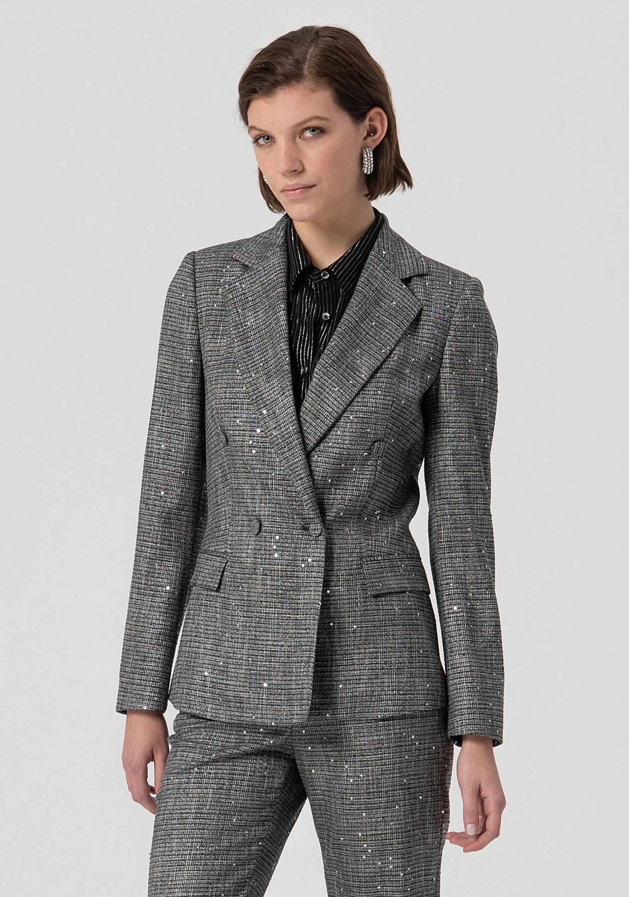 Fracomina Blazer regular doppiopetto in tweed con paillettes FS25WJ2003W821J5 053 FRACOMINA 