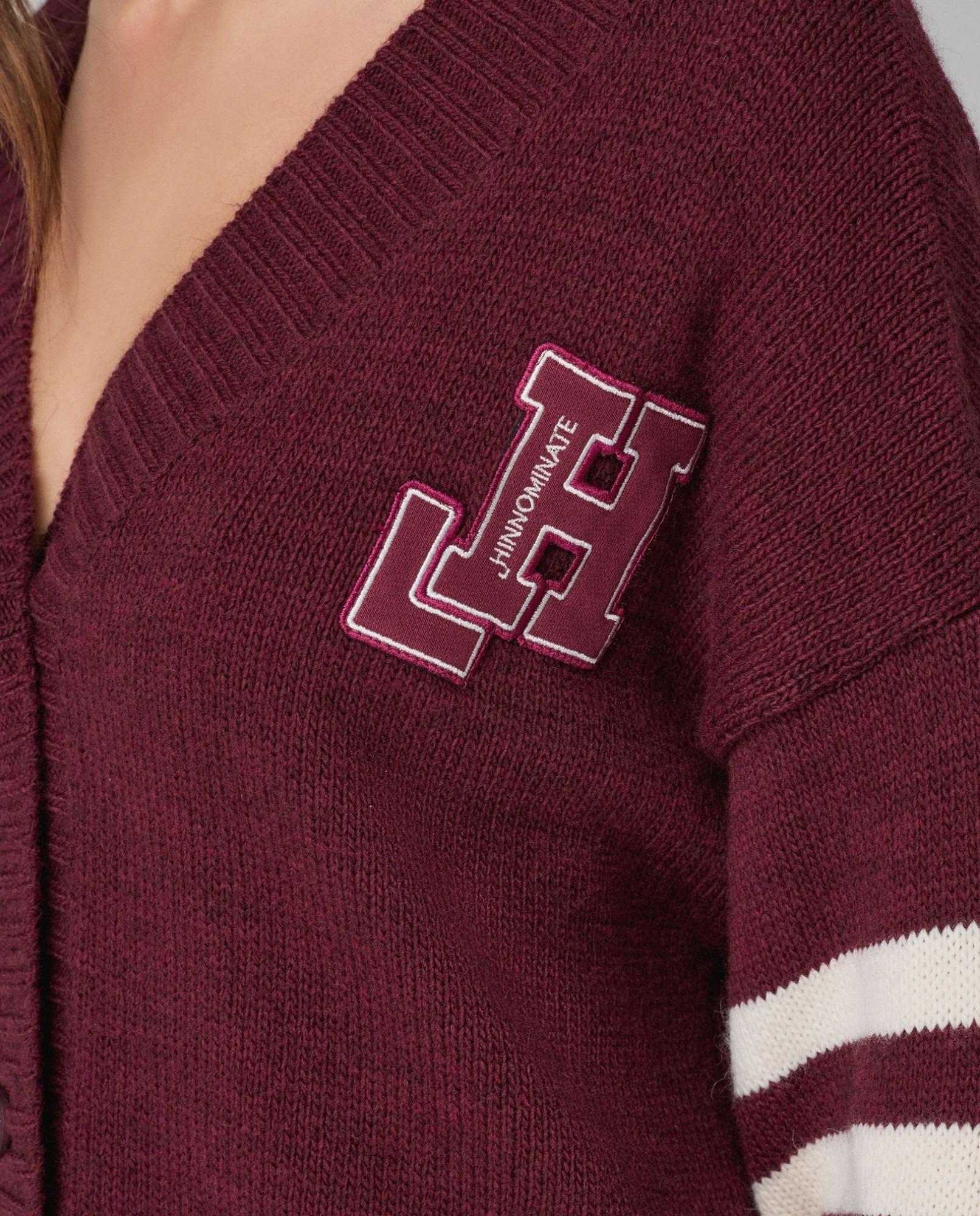 Cardigan Con Rotture, Righe E Patch College  Bordeaux HMABW02087-MTTM0001 RS02 HINNOMINATE 