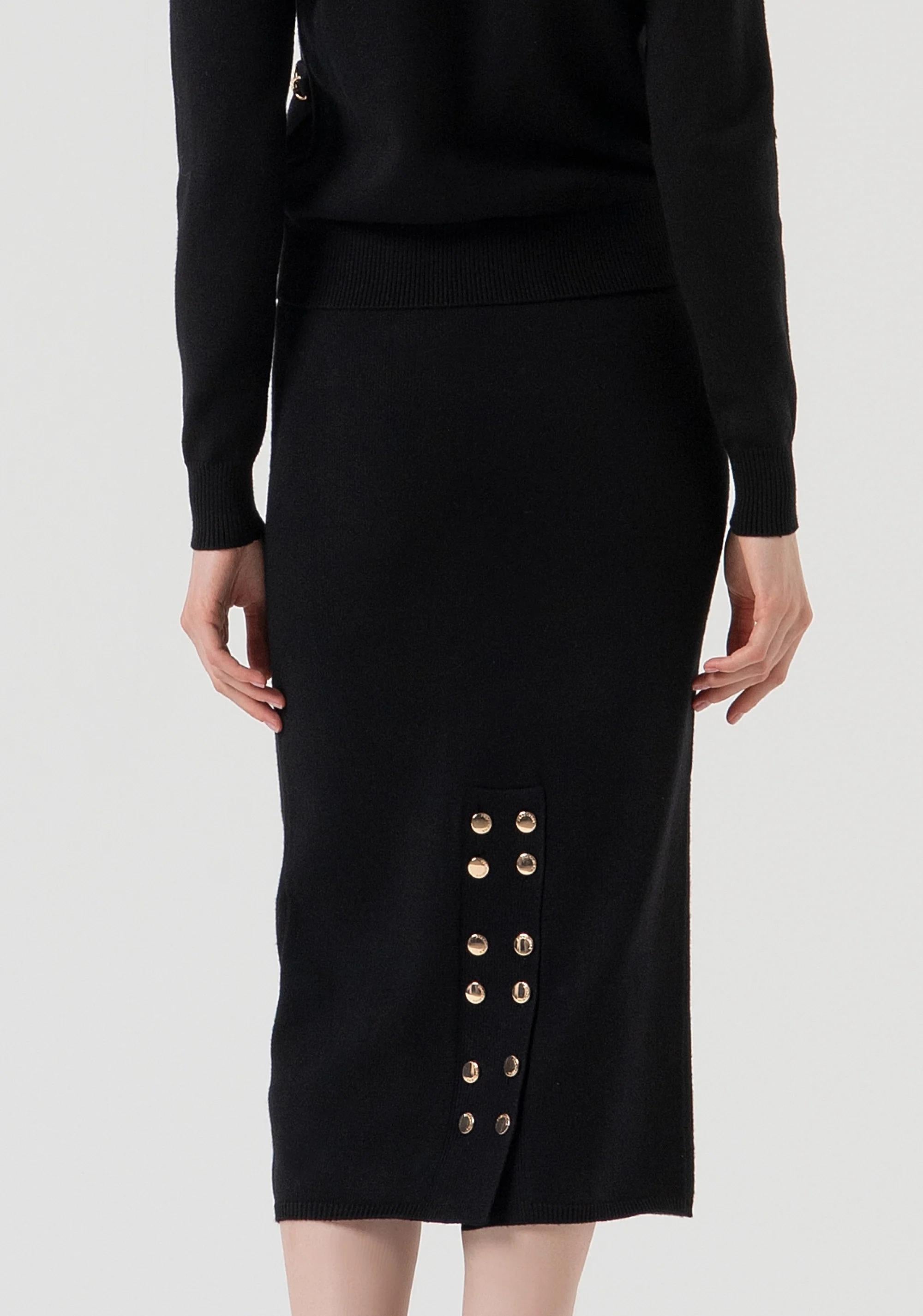 Fracomina Gonna slim midi in maglia black FR25WG4004K55601 053 FRACOMINA 