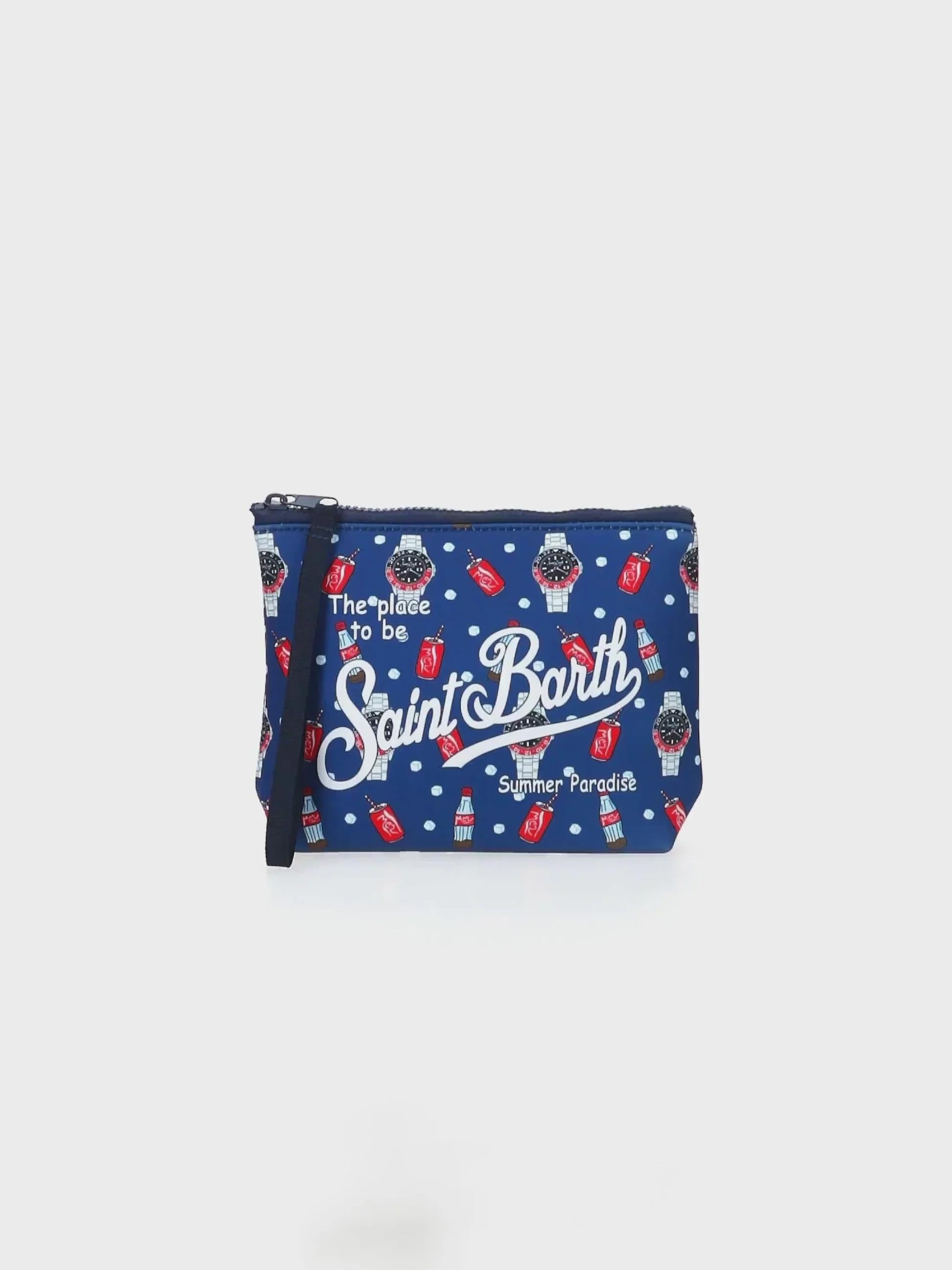 Pochette Aline in scuba con stampa orologi e cola ALIN001 07717L MC2 SAINT BARTH 