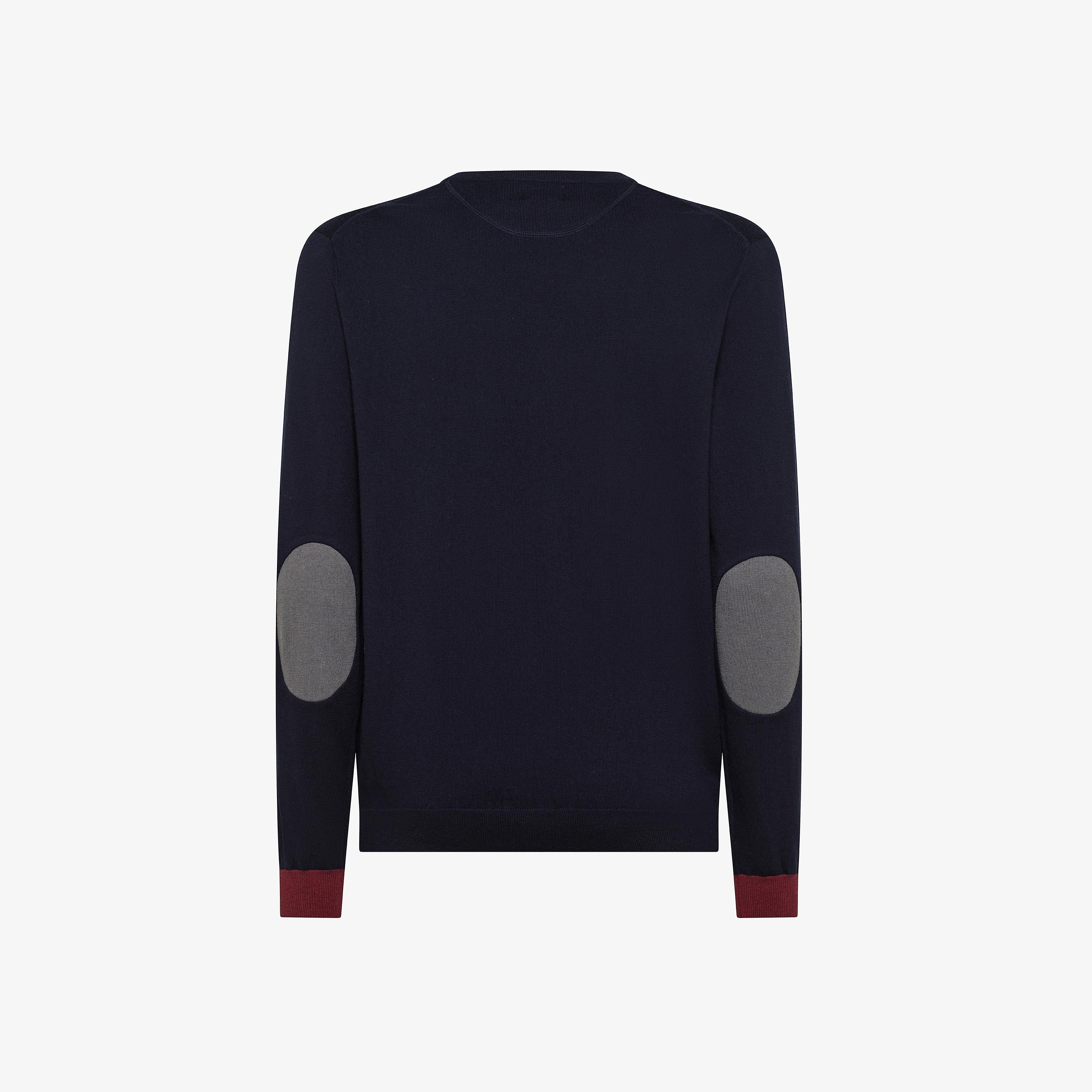 SUN68 Maglia in lana e cotone con patch navy blue K45143 07 SUN 68 