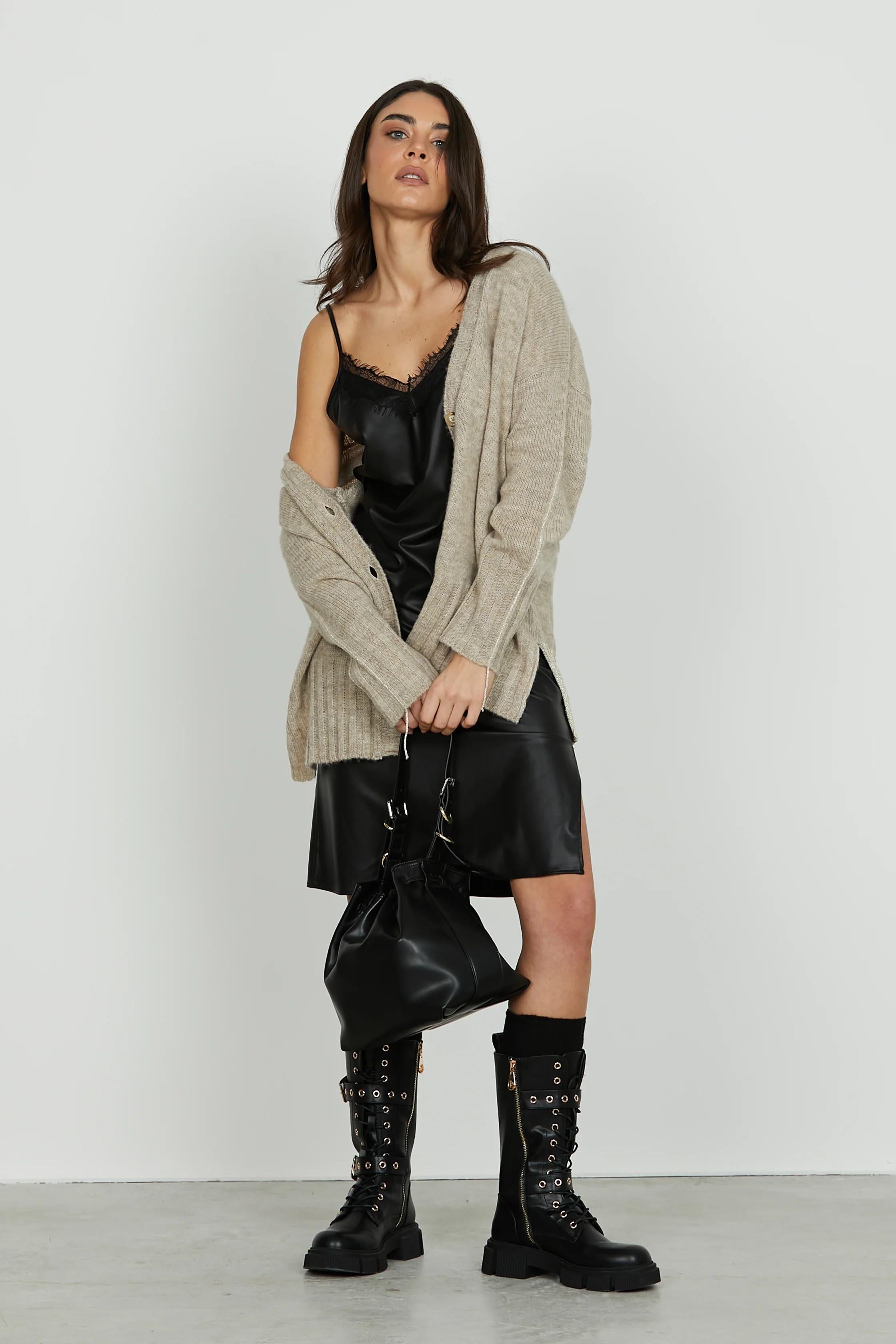 Relish Cardigan CERIGO manica lunga scollo v con bottoni più spacchi fondo più detagli lurex creme brulee RDA252660042 CREME BRULEE RELISH 