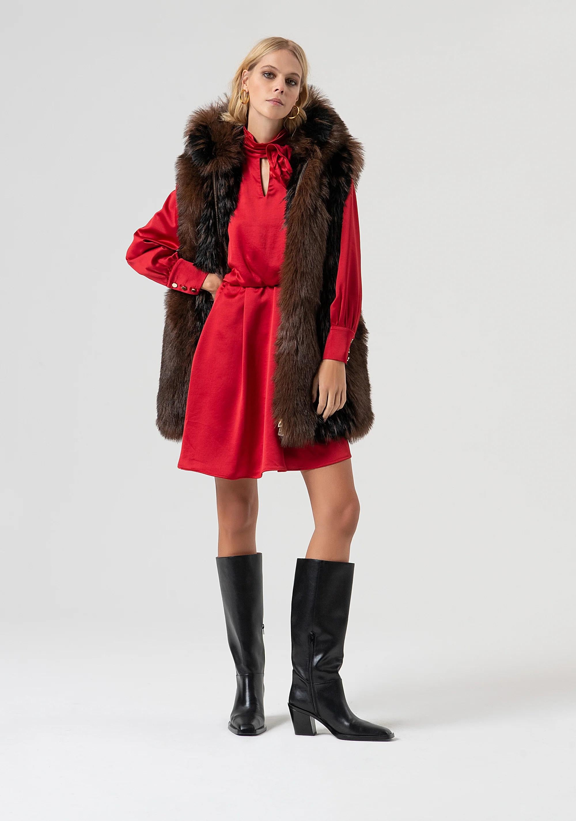 Fracomina Smanicato regular lungo con cappuccio brown FR25WC4006O44501 091 FRACOMINA 