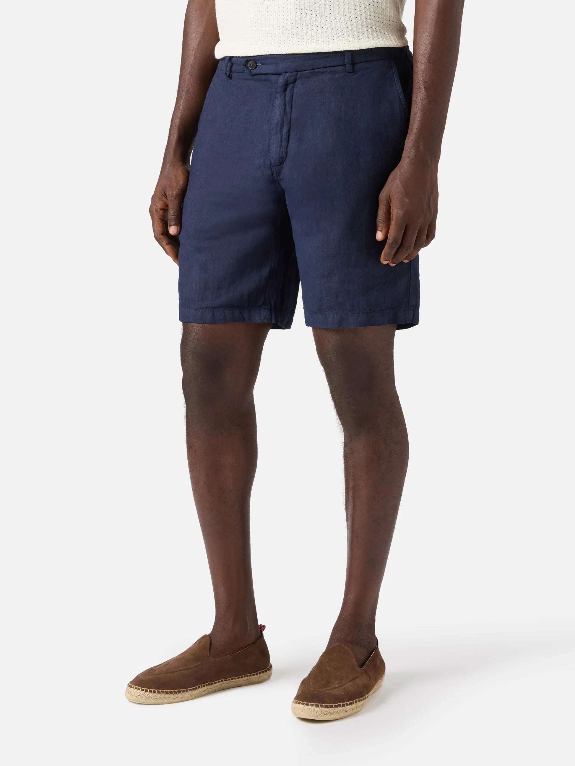 Bermuda Sebastian in puro lino blu navy Mc2 Saint Barth SEB0001 00119L MC2 SAINT BARTH 