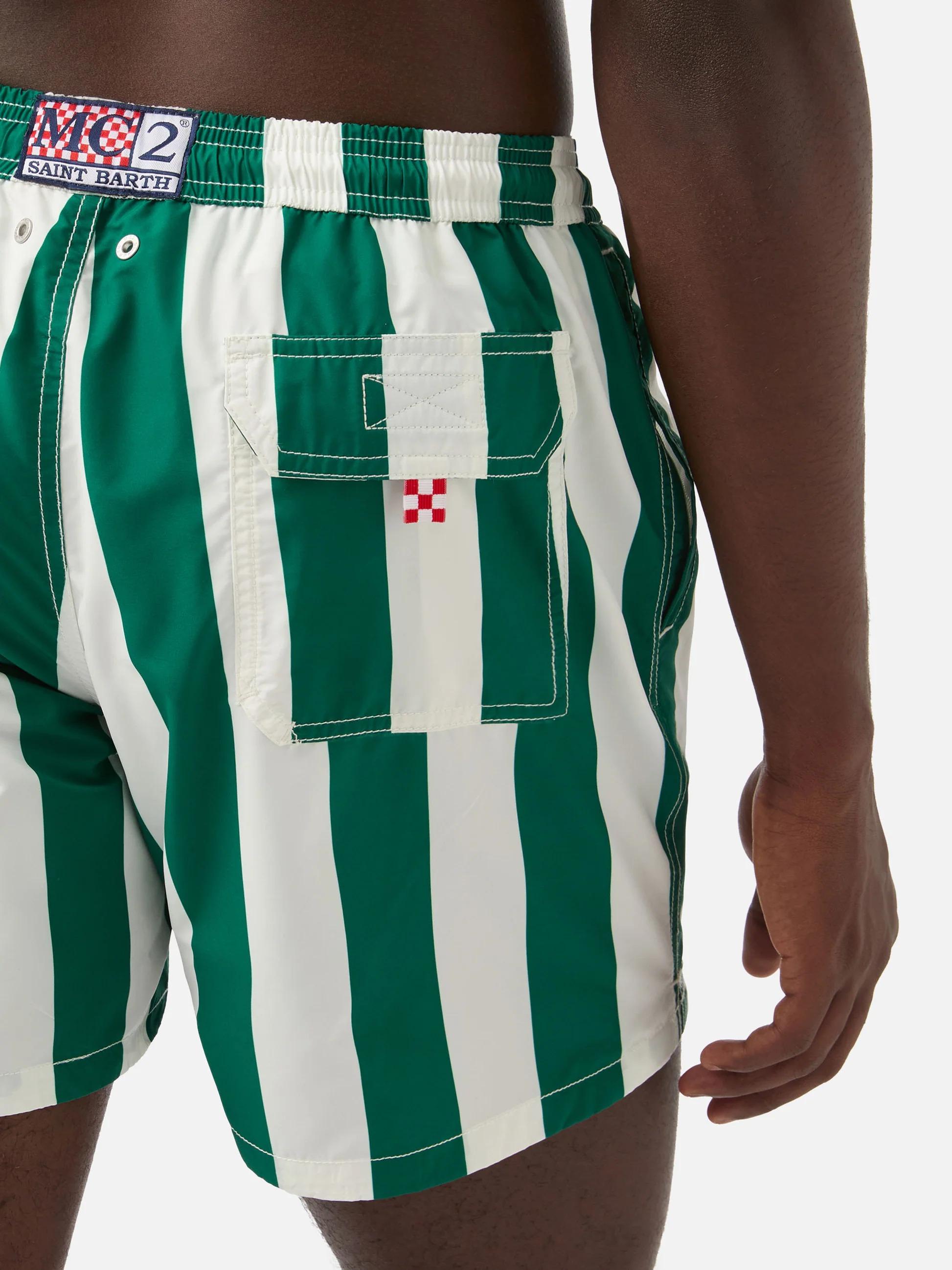 Costume mare Syros a righe bianche e verde inglese SYR000104065L SYR0001 04065L MC2 SAINT BARTH 