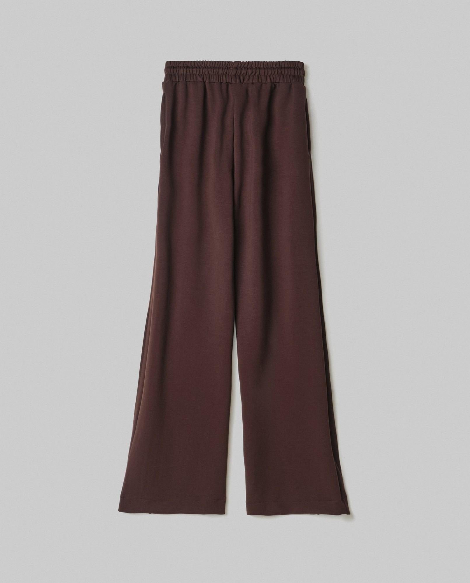 Pantalone Dritto In Viscosa Con Nervature Laterali  Moro HMABW01995-MTFI0001 MA03 HINNOMINATE 