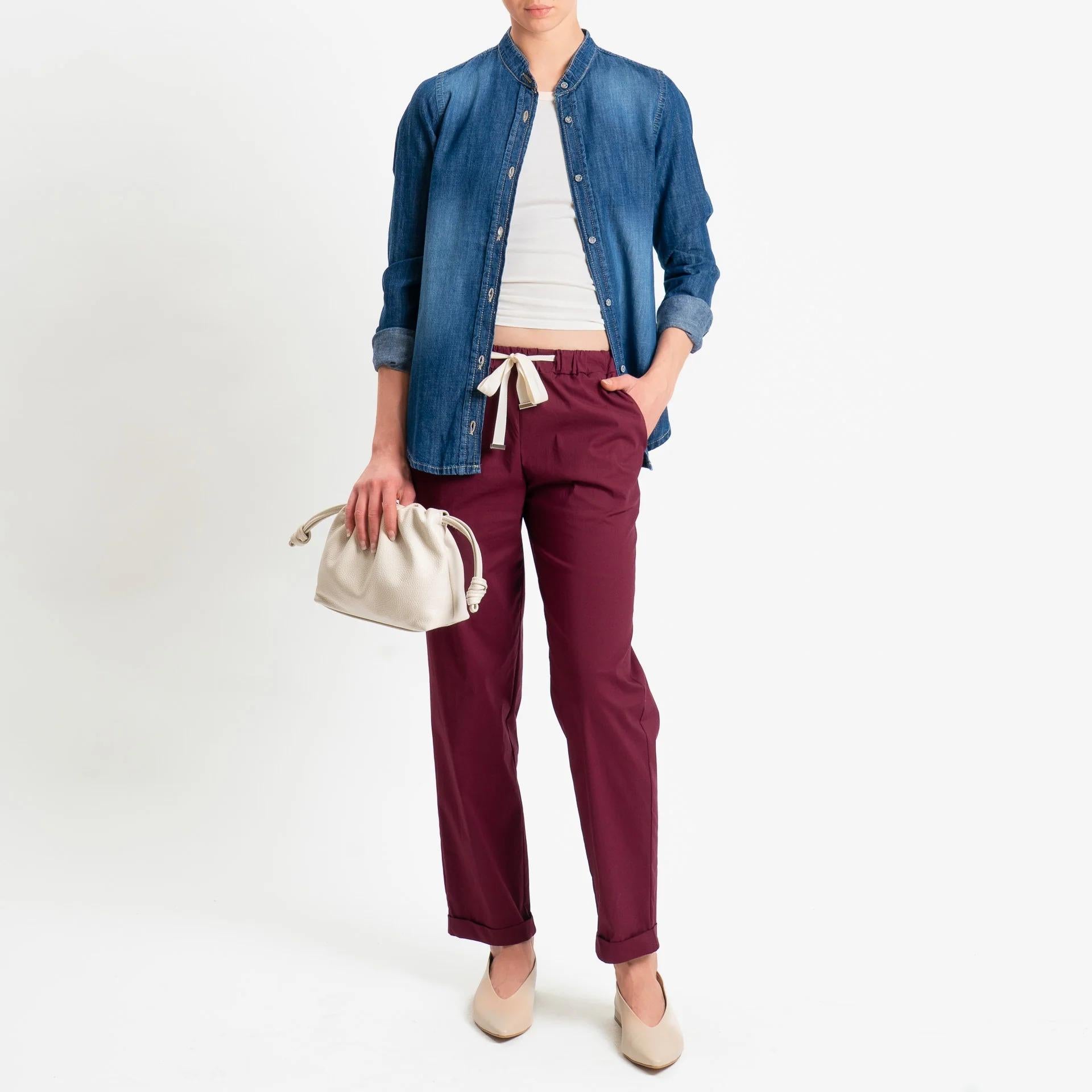 Vicolo-Pantalone popeline elastico in vita - TAB1761Bordeaux TAB1761 BORDEAUX VICOLO 