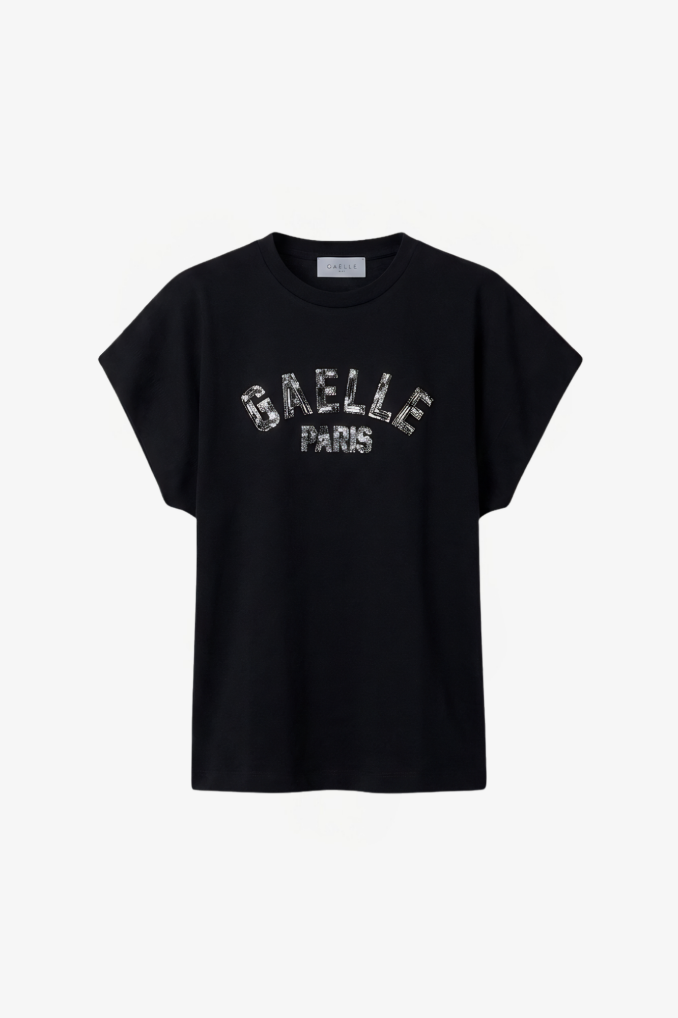 T-Shirt Paricollo Smanicata In Jersey Con Ricamo  Nero - Gaëlle Paris GAABW09368-PTTS0043 NE01 GAELLE 