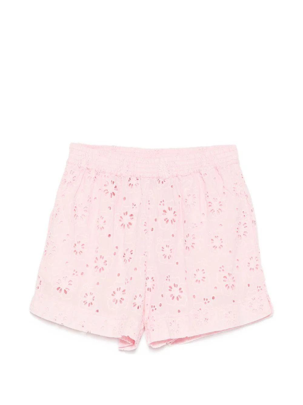 Shorts da donna MC2 Saint Barth rosa in pizzo sangallo con fondo smerlato MEA00208866L MEA002 08866L MC2 SAINT BARTH 