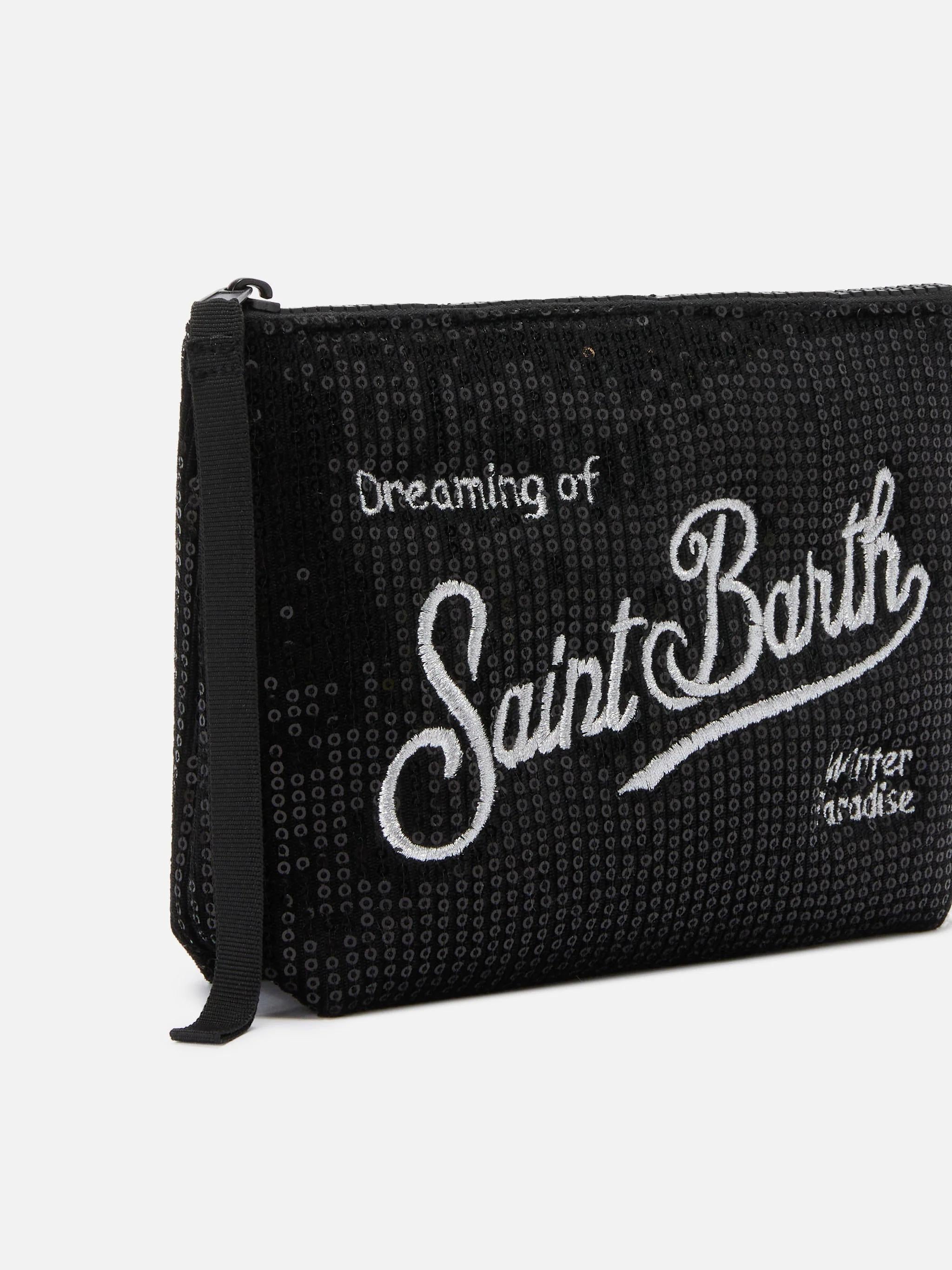 Pochette Aline Velvet Paillettes nera ALI0030 00207I MC2 SAINT BARTH 