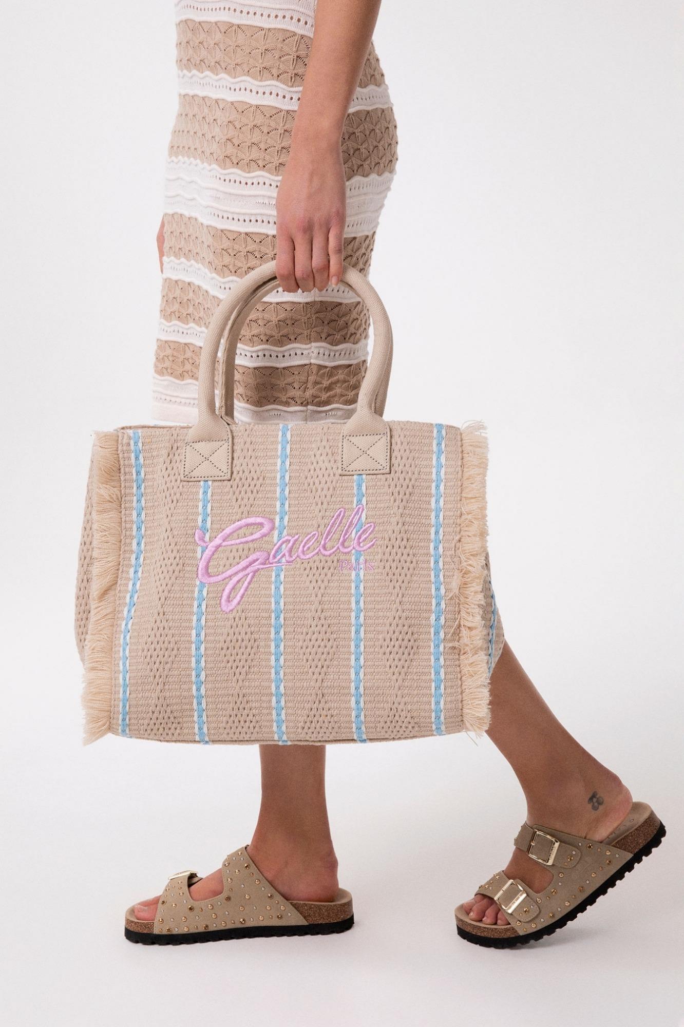 Maxi Shopper Ricamo Firma Rosa  Beige - Gaëlle Paris GAACW03186-BFL0001 BE00 GAELLE 