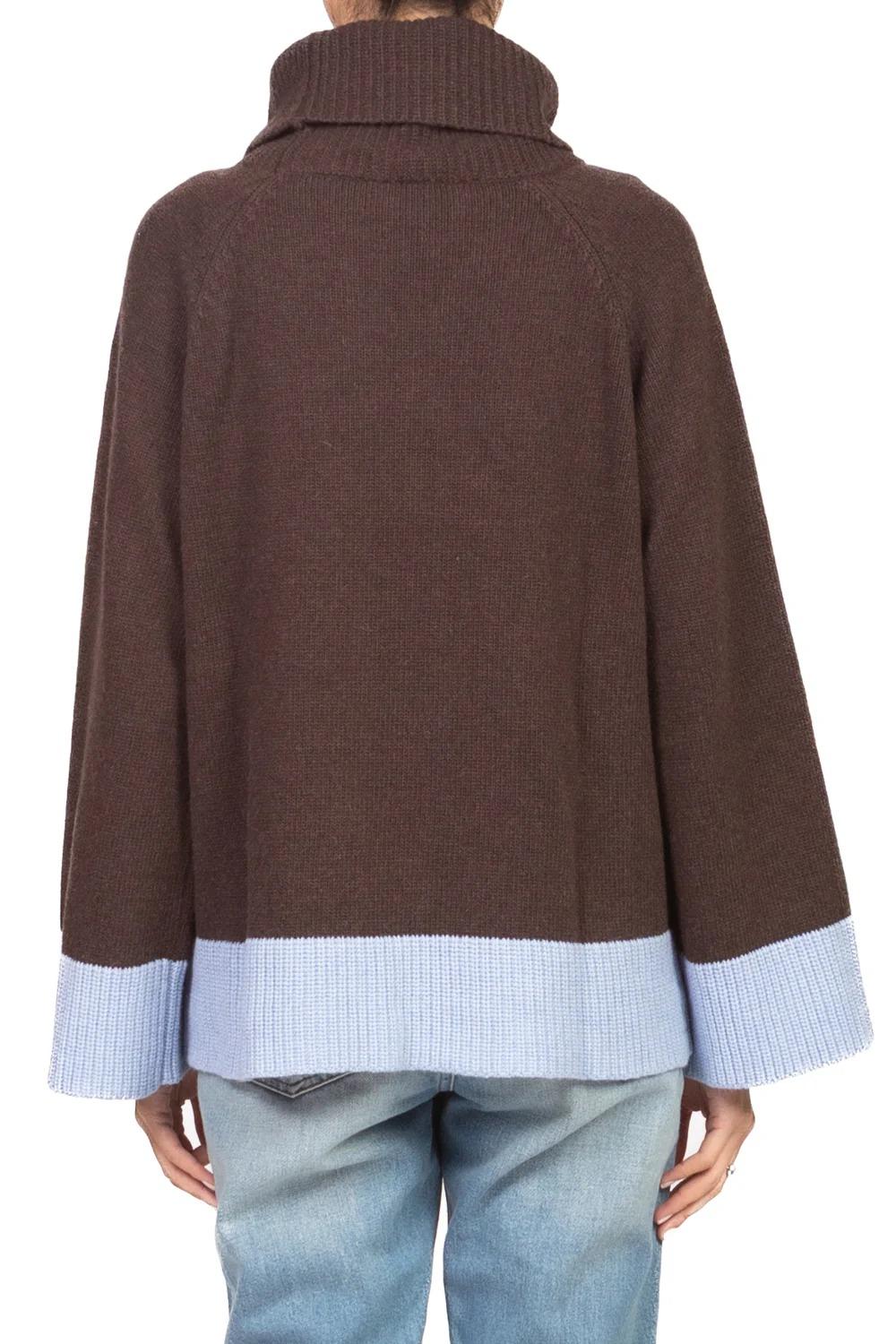 Vicolo - Maglia collo alto profilo contrasto Art. 55245F marrone 55245F MARRONE VICOLO 