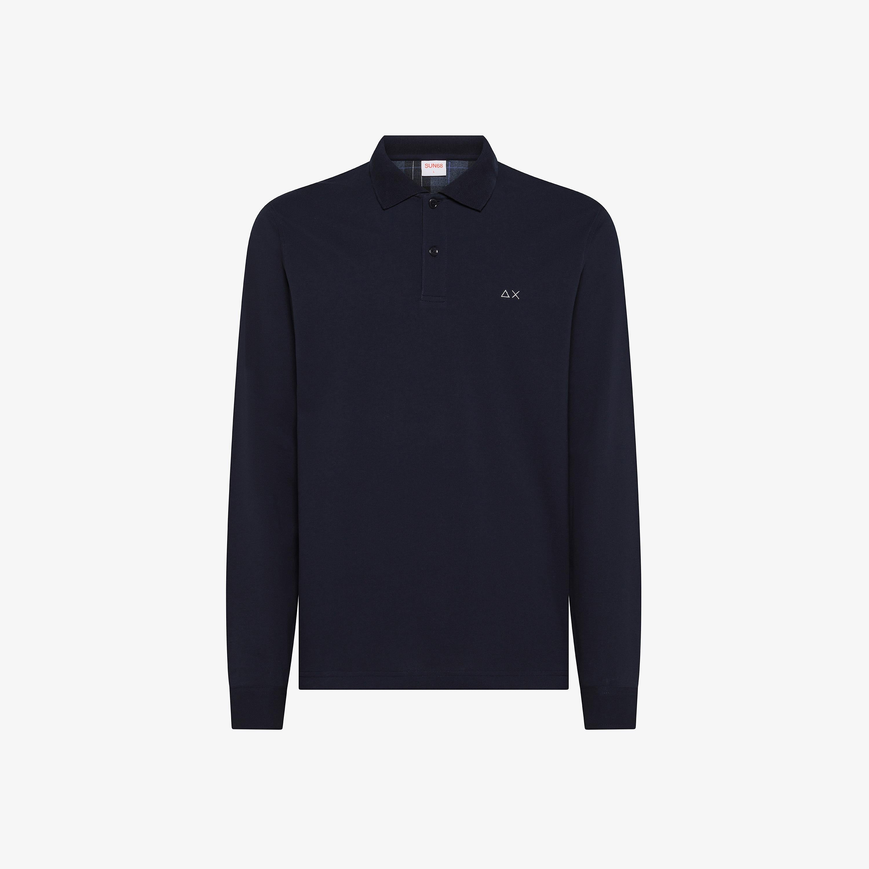 SUN68 Polo in cotone con patch navy blue A45108 07 SUN 68 