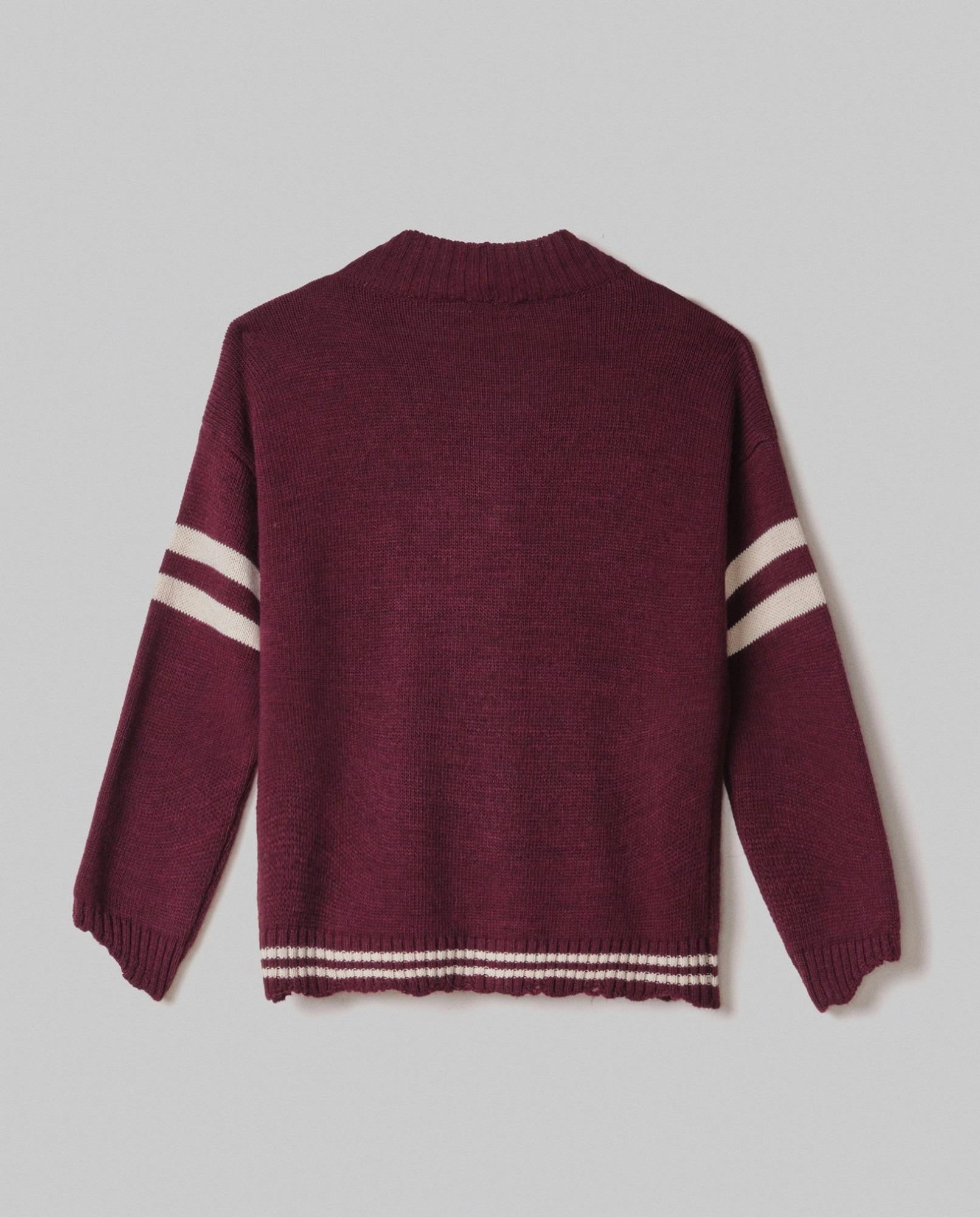 Cardigan Con Rotture, Righe E Patch College  Bordeaux HMABW02087-MTTM0001 RS02 HINNOMINATE 