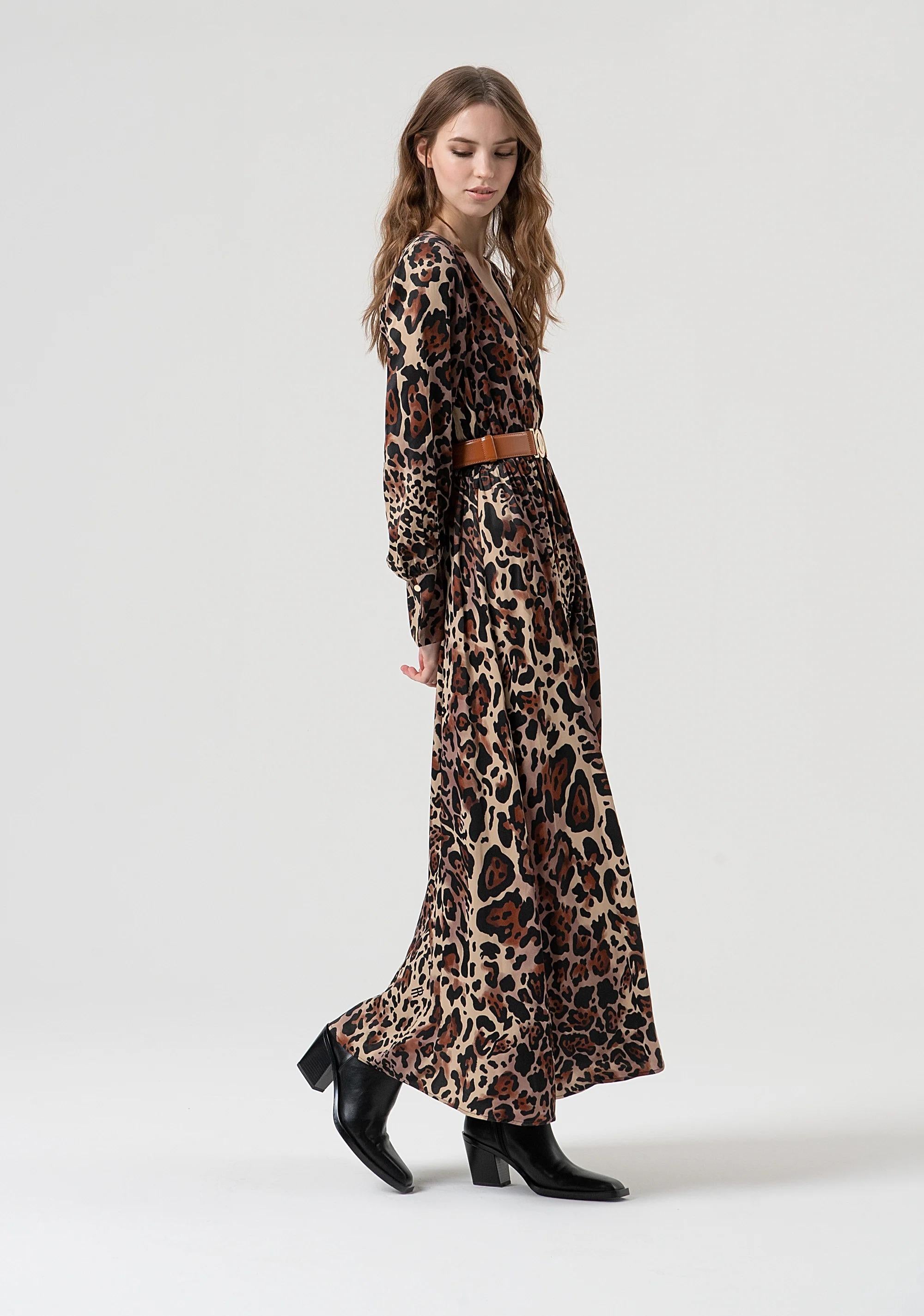 Abito regular lungo in fantasia animalier FR25WD3007W811L7 M17 FRACOMINA 