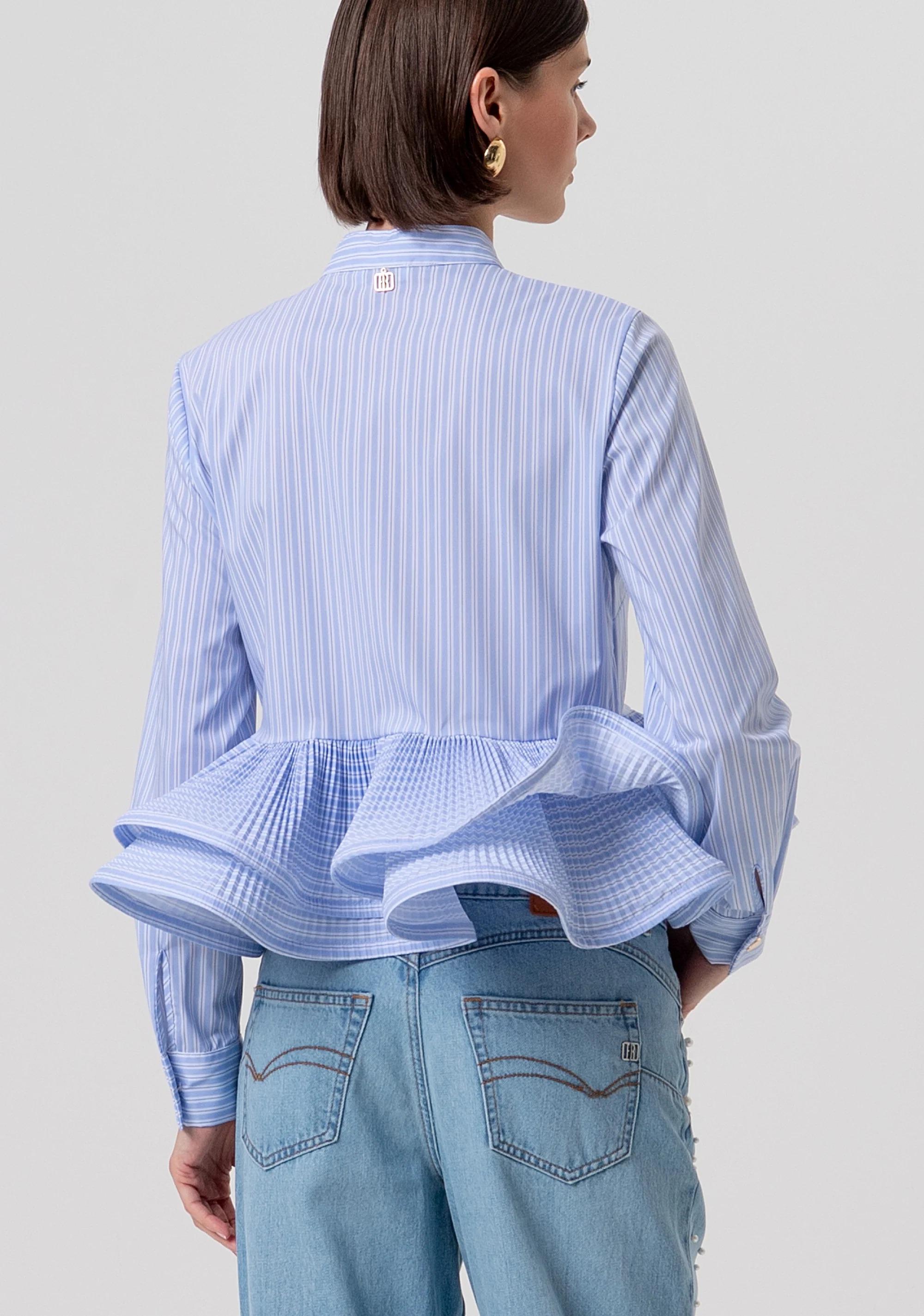 Camicia regular in popeline a righe whitelightblue FR26ST6038W697N8 I24 FRACOMINA 