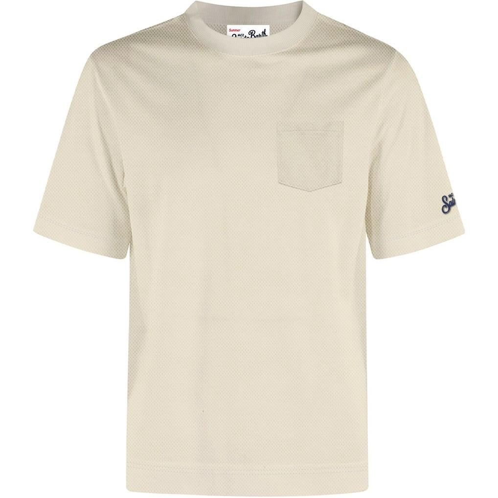 T-shirt in Cotone Piquet Mc2 Saint Barth Color Crema art. Bakewell Piquet 10L Cream BKW0001 00157L MC2 SAINT BARTH 