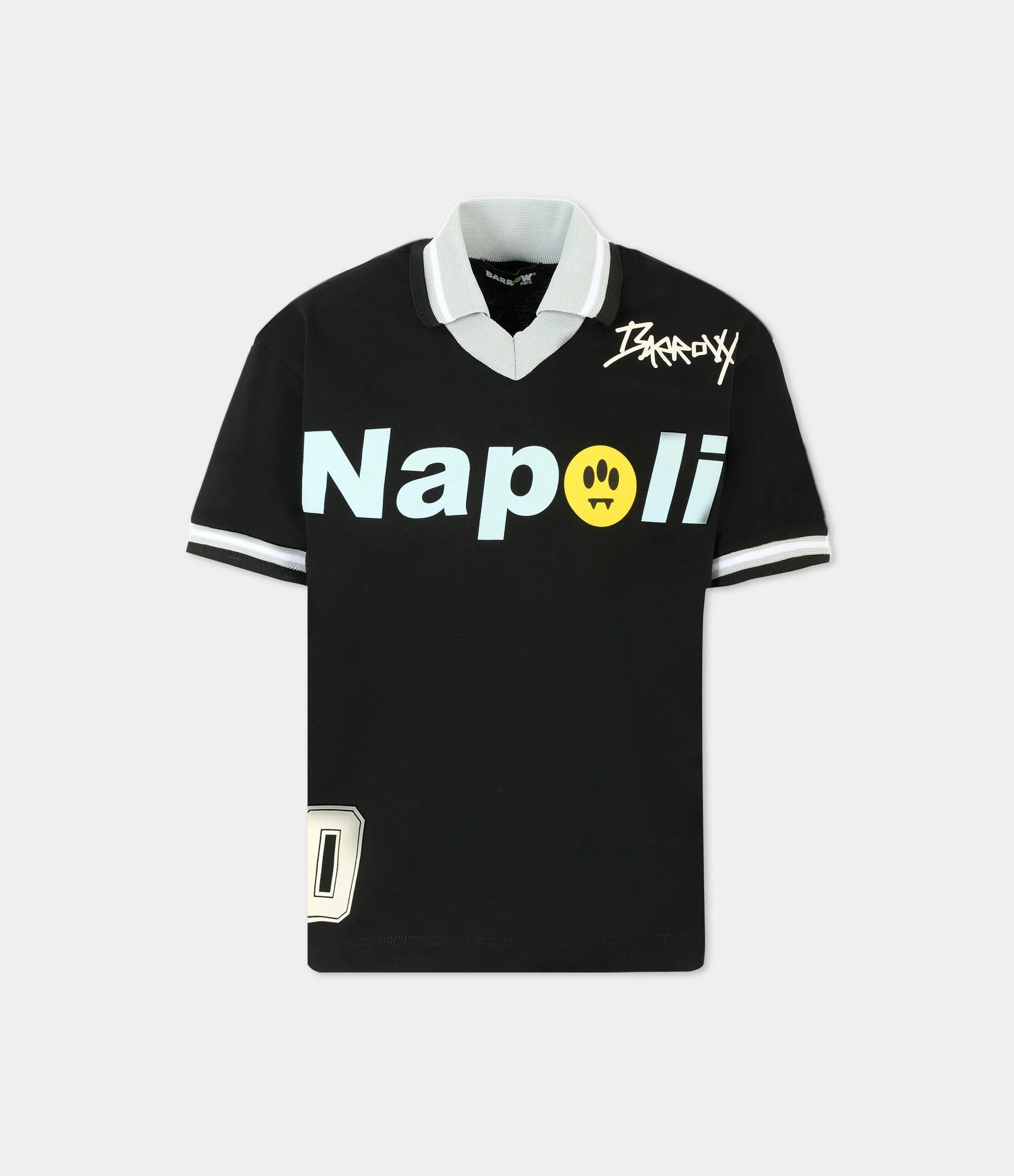 BarrowT-shirt nera per bambino con smile e scritta Napoli F5BKJUTH097 110 BARROW 