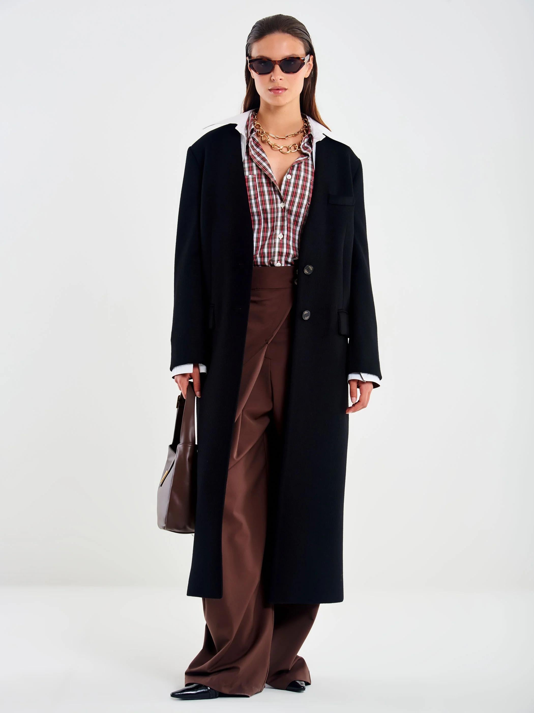 Cappotto Lungo con Colletto e Polsini nero TF0016 NERO VICOLO 