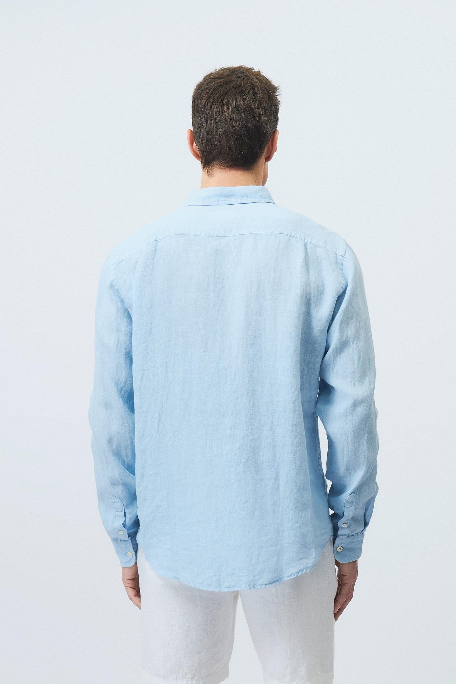CAMICIA PIERCE IN LINO LIGHT BLUE RRU431P4220569 C0080 ROY ROGER'S 