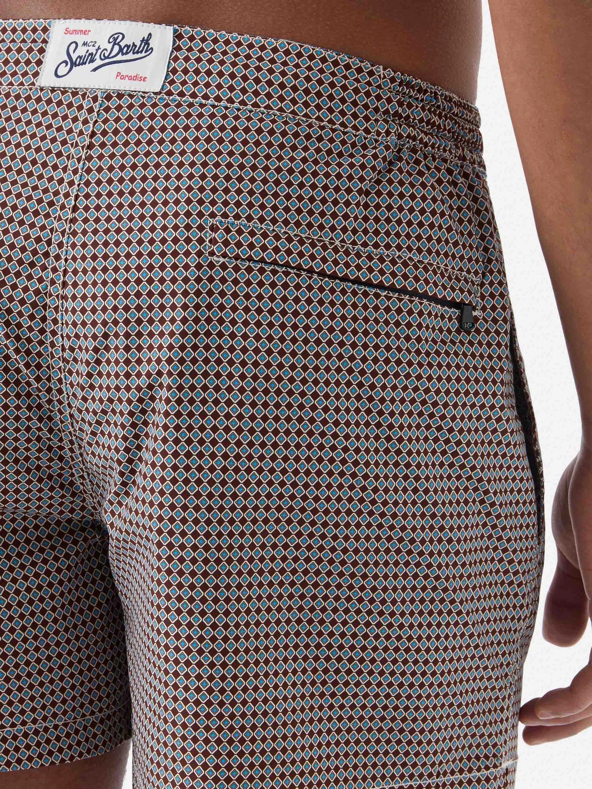 Costume mare Harrys marrone con stampa geometrica HAR0001 00087L MC2 SAINT BARTH 