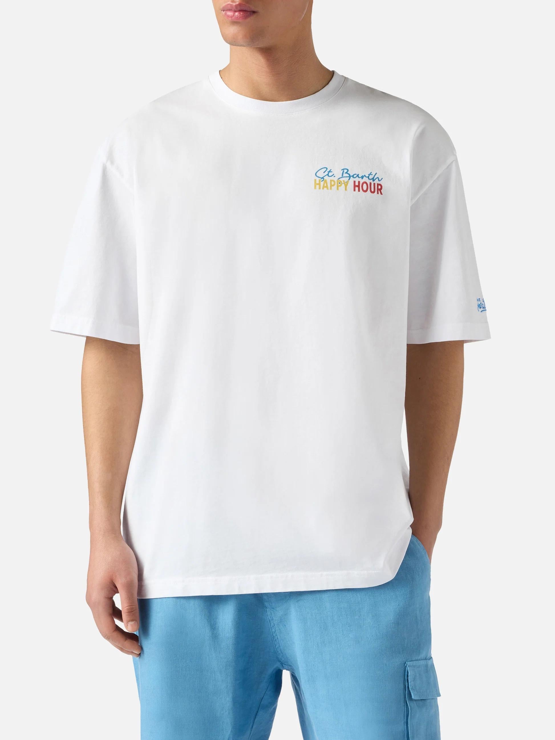 T-shirt Delmar con stampa St. Barth Happy Hour e maxi grafica sul retro DLR0001 04312L MC2 SAINT BARTH 