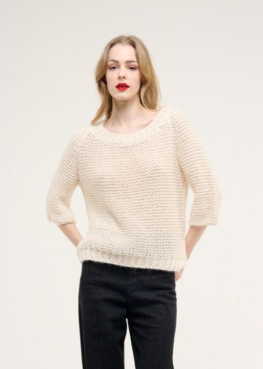 MAGLIA BOXY LUX CROCHE' LATTE CR09345 869 CROCHE 
