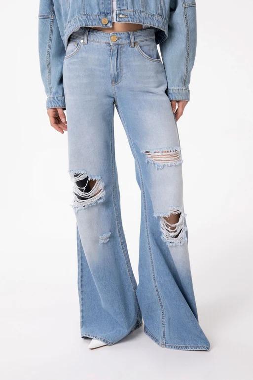 Jeans wide leg regular con cintura nappine GAABW09509 GAABW09509-PEARL-MTFI0002 BL01 GAELLE 