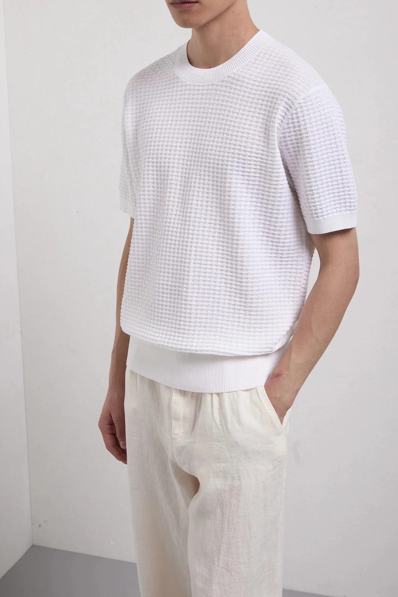 KANGRA Maglia Uomo Cotone Punto Alveare-Bianco 3015/21 01 KANGRA 