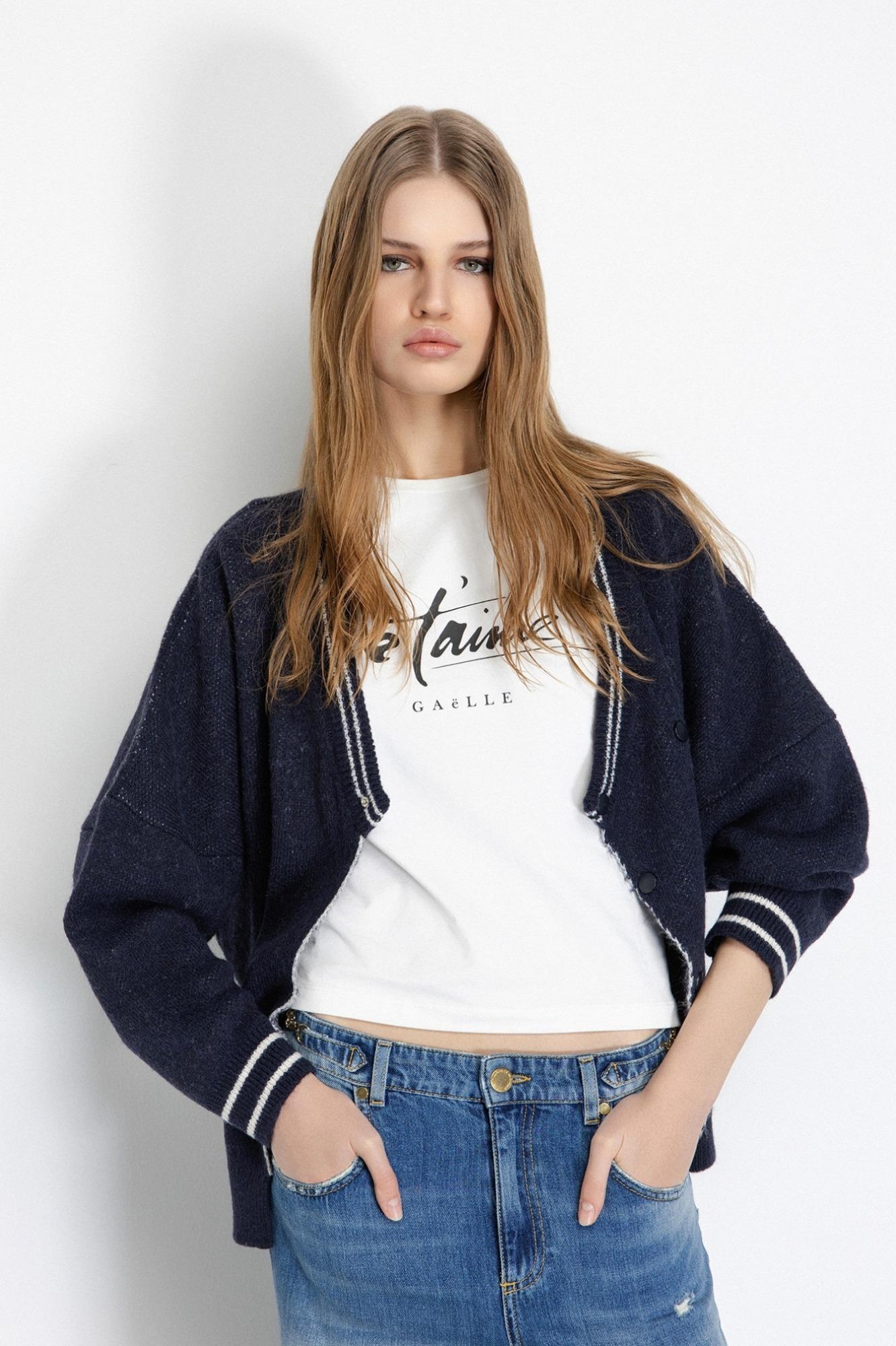 Cardigan Over In Maglieria Con Lavorazione Sul Retro  Blu - Gaëlle Paris GAABW07150-TMTS0139 BL01 GAELLE 