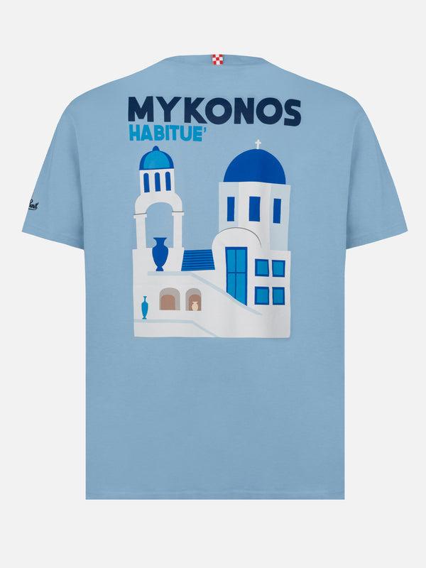 T-shirt Man in Cotone Con Stampa Cartolina Mykonos TSHM001 02635H MC2 SAINT BARTH 