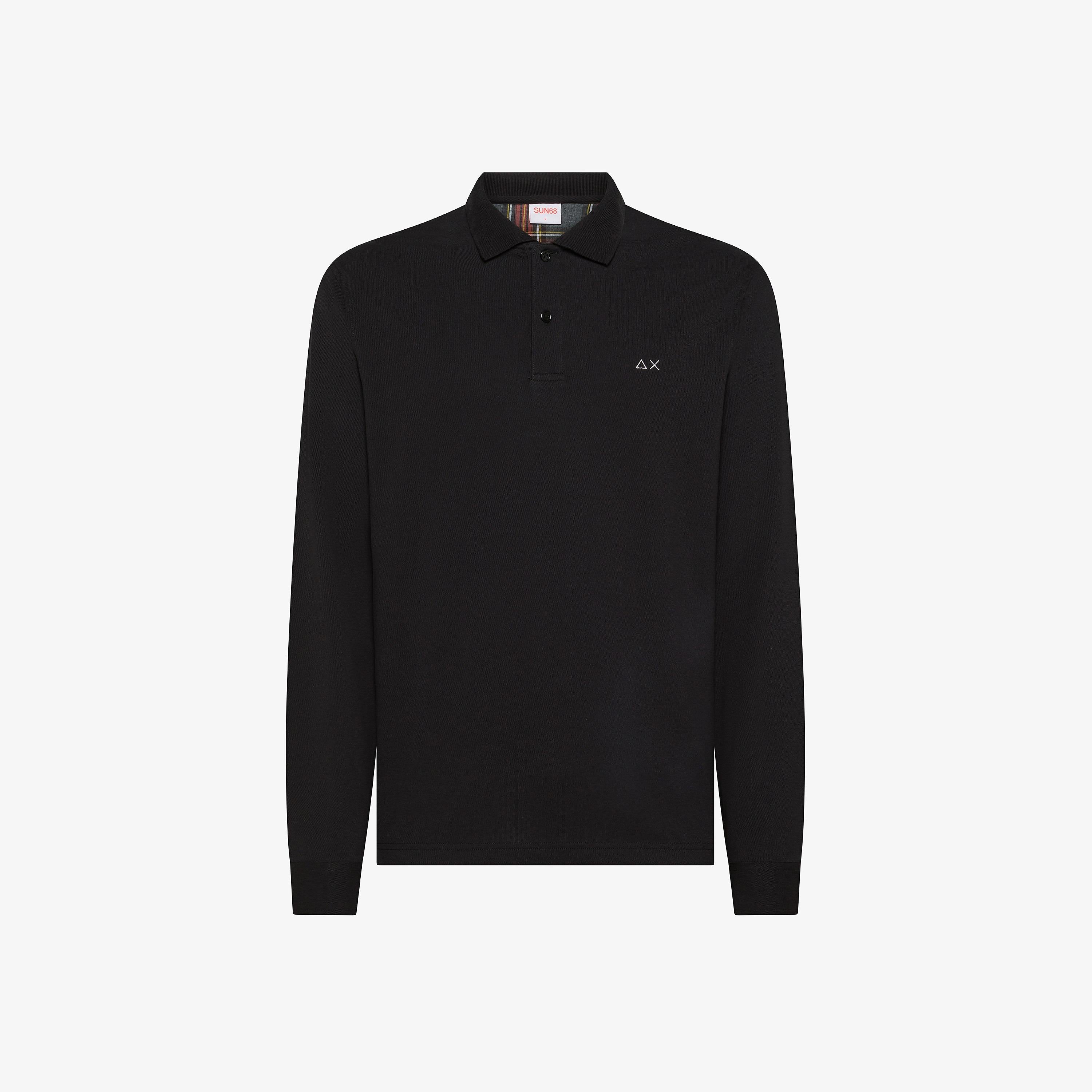 SUN68 Polo in cotone con patch nero A45108 11 SUN 68 