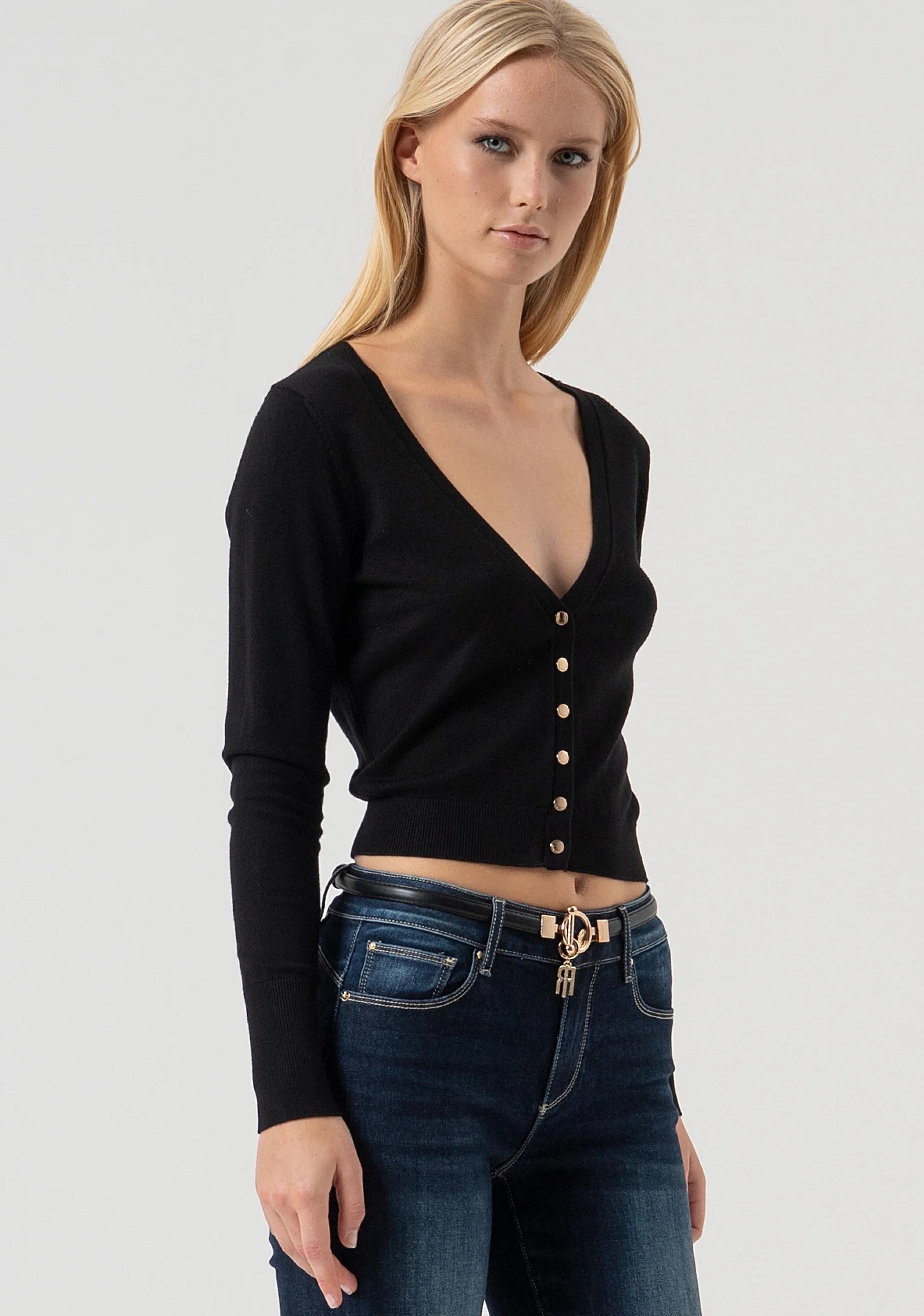 Fracomina Cardigan regular con scollo a V black FR25WT8001K42101 053 FRACOMINA 