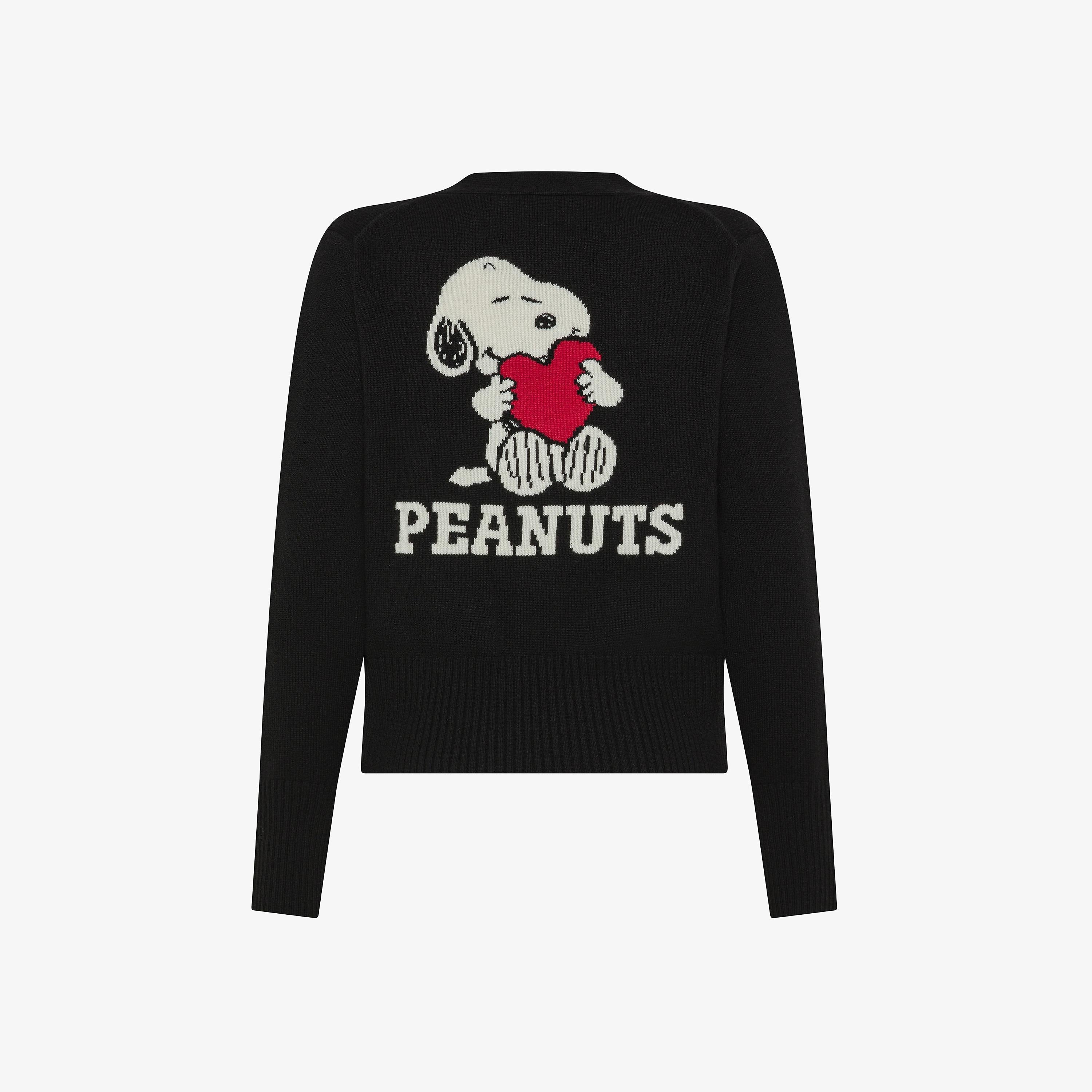 Cardigan Peanuts in lana e cashmere con tasche nero K45282 11 SUN 68 