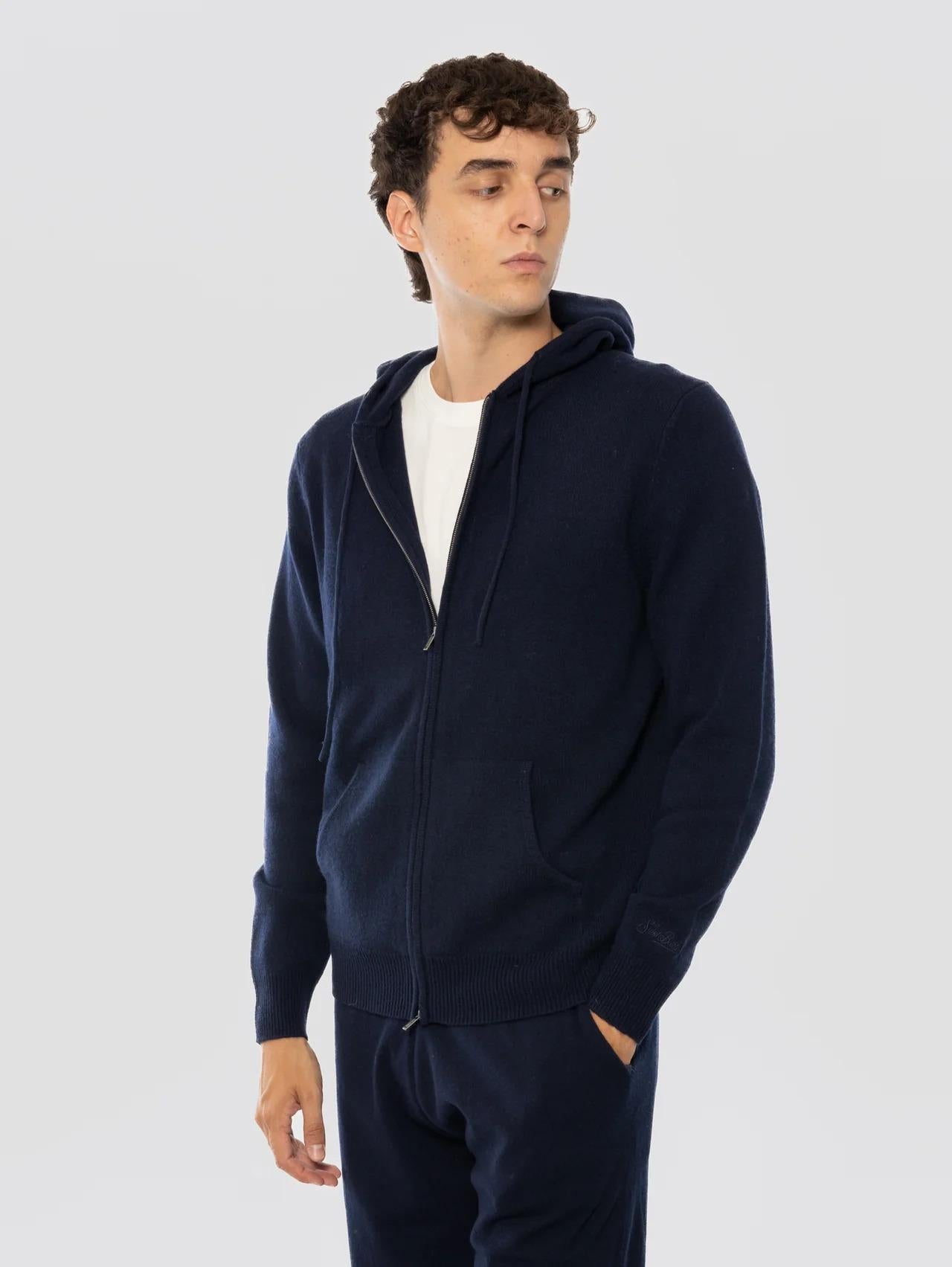 MC2 SAINT BARTH Felpa con Cappuccio e Zip in Lana Blu NOT0002 00063I MC2 SAINT BARTH 