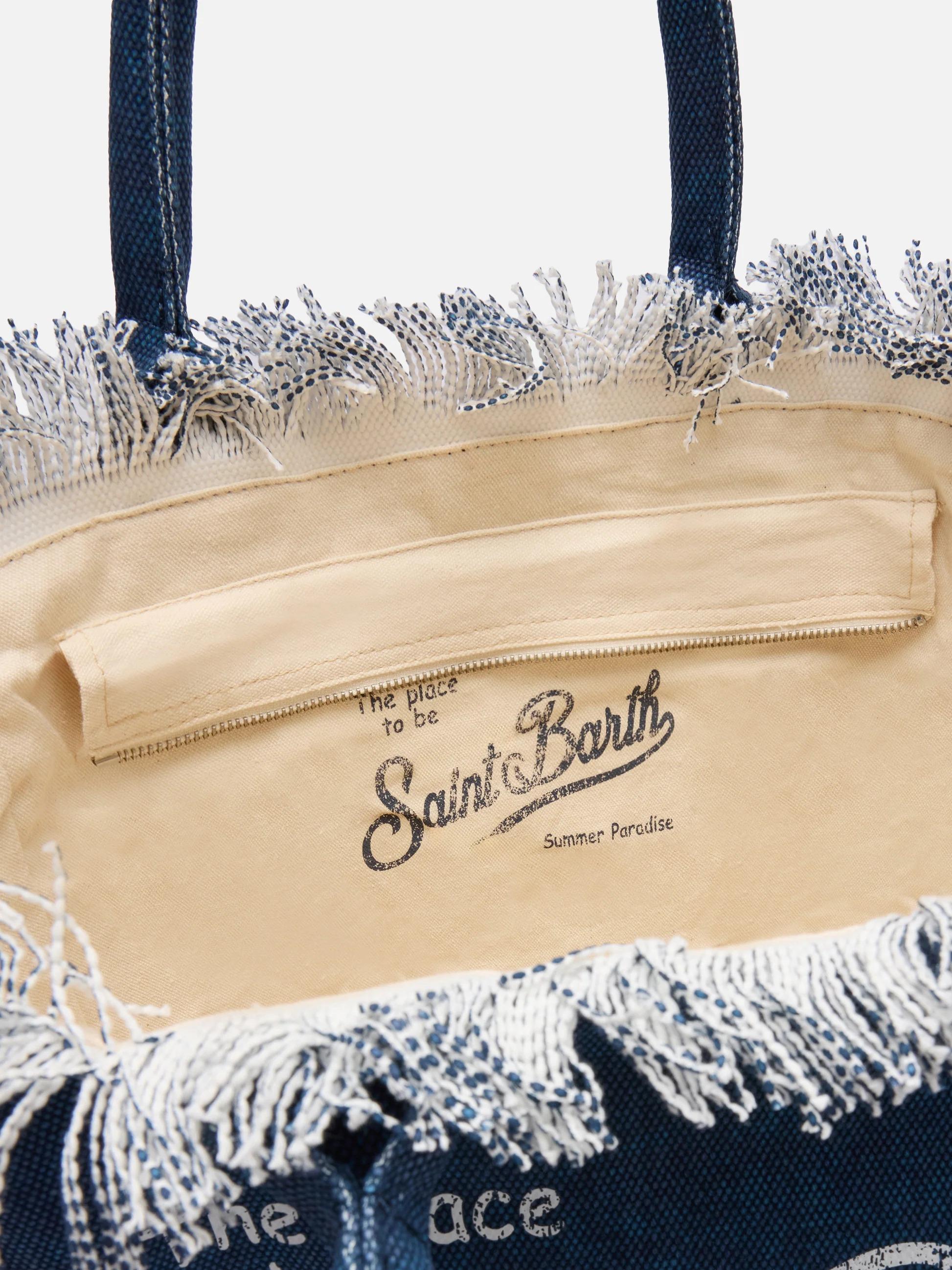 Borsa a spalla Vanity in canvas di cotone indaco VANI001 00431L MC2 SAINT BARTH 