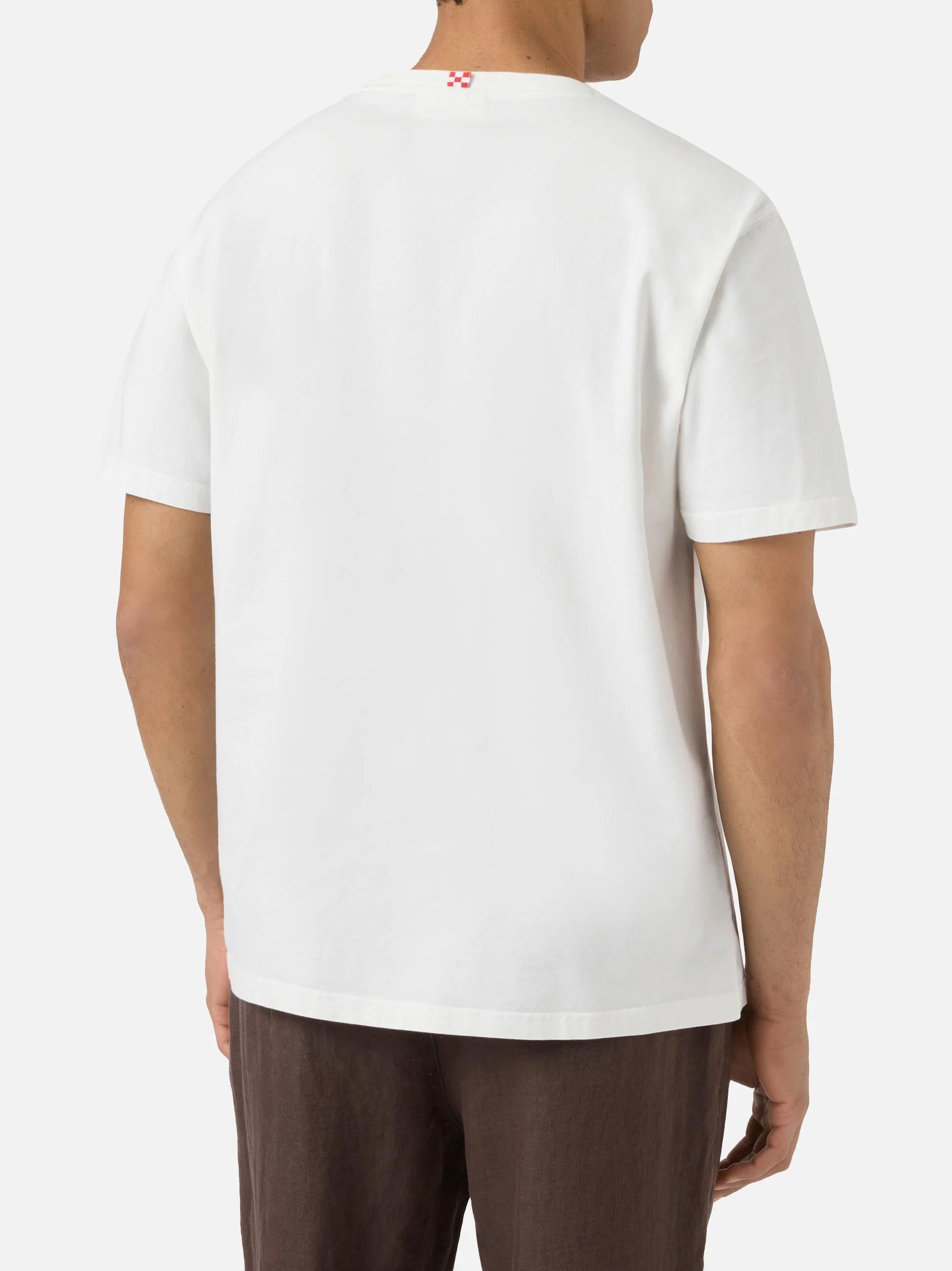 T-shirt Portofino panna con ricamo Correggimi Se Sbaglio POT0001 04452L MC2 SAINT BARTH 