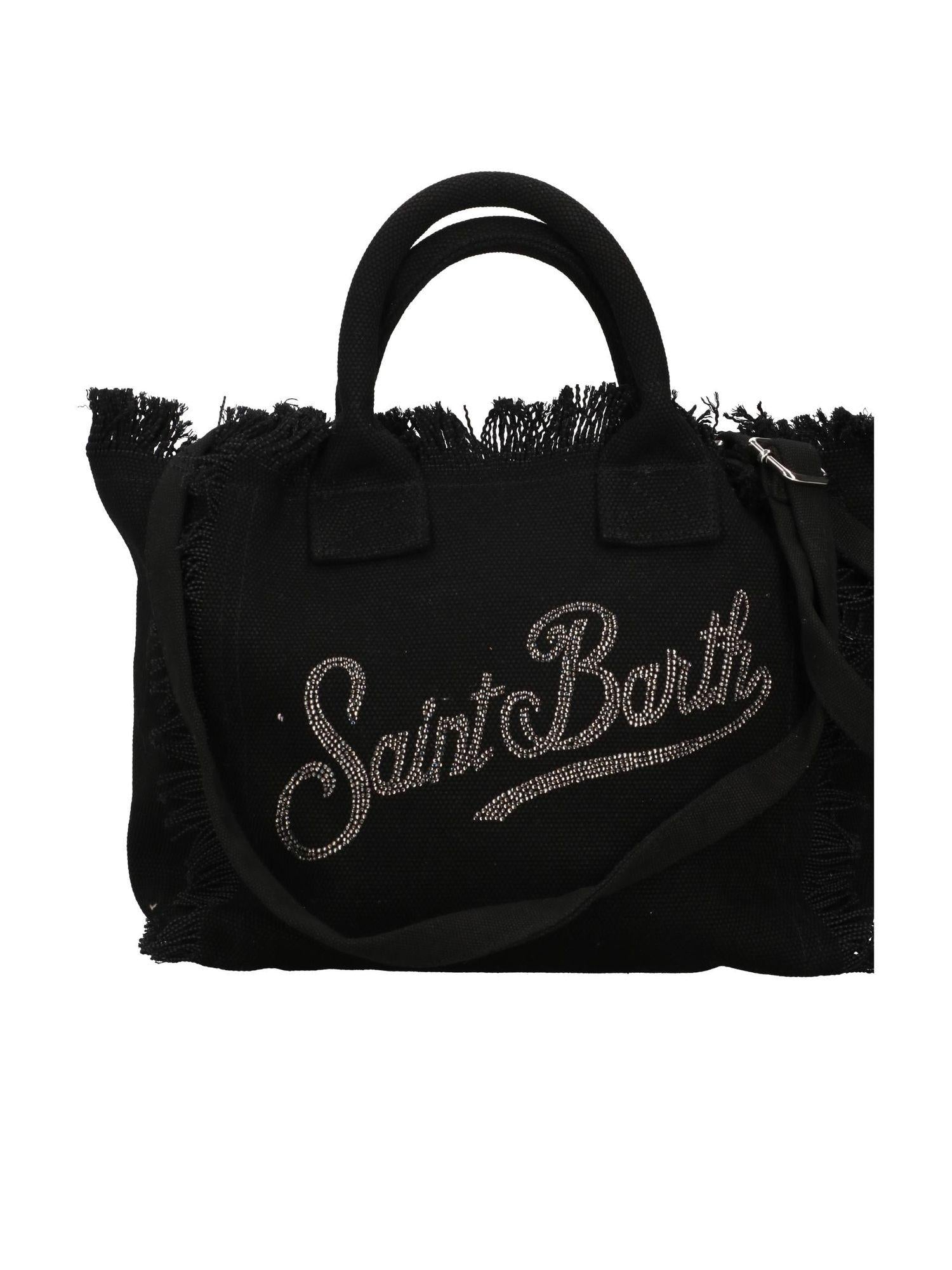 Borsa Colette in canvas nera con logo in strass COL0001 02563L MC2 SAINT BARTH 