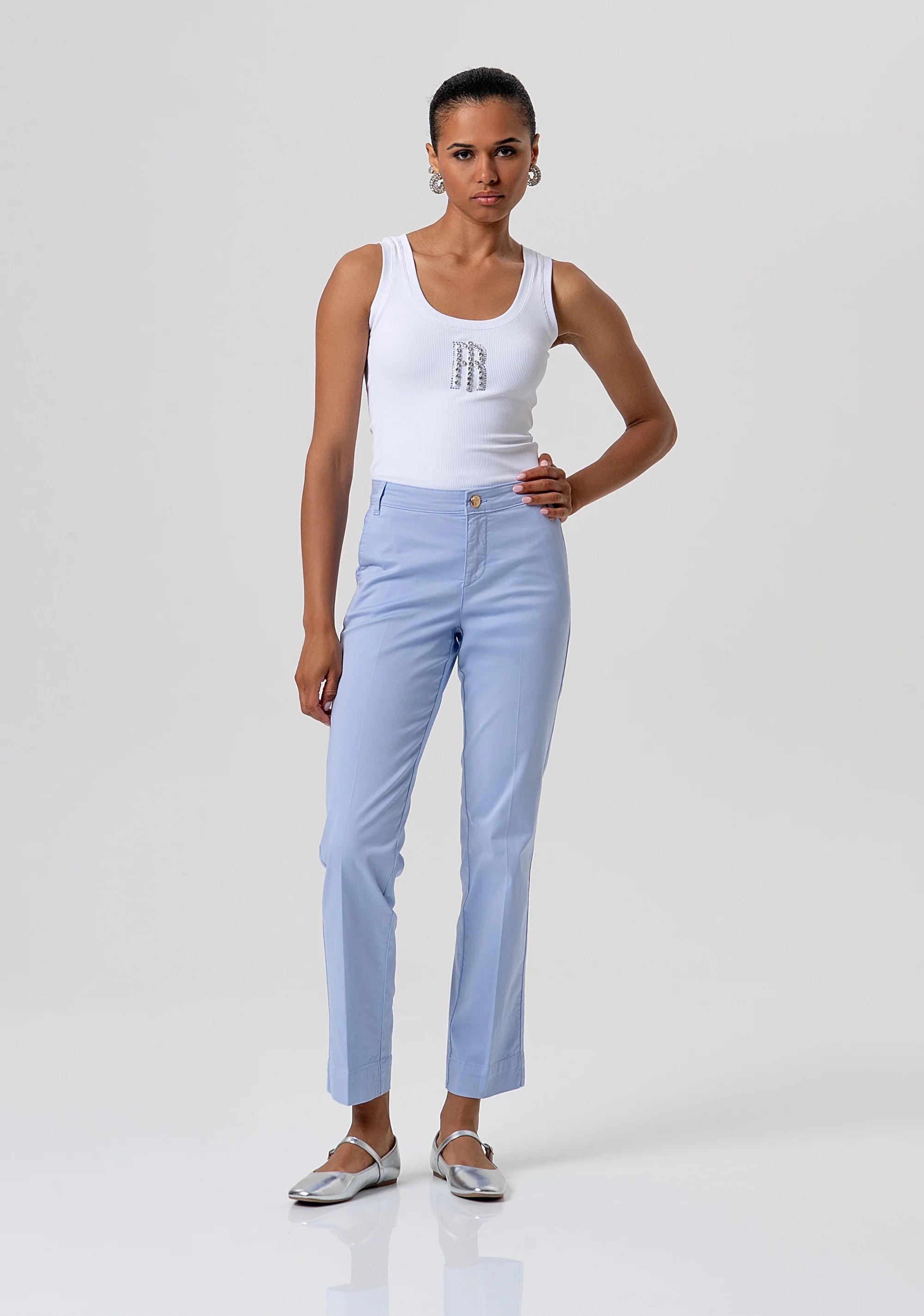 Pantalone regular modello chino in gabardina light blue FP26SV4001W42001 175 FRACOMINA 