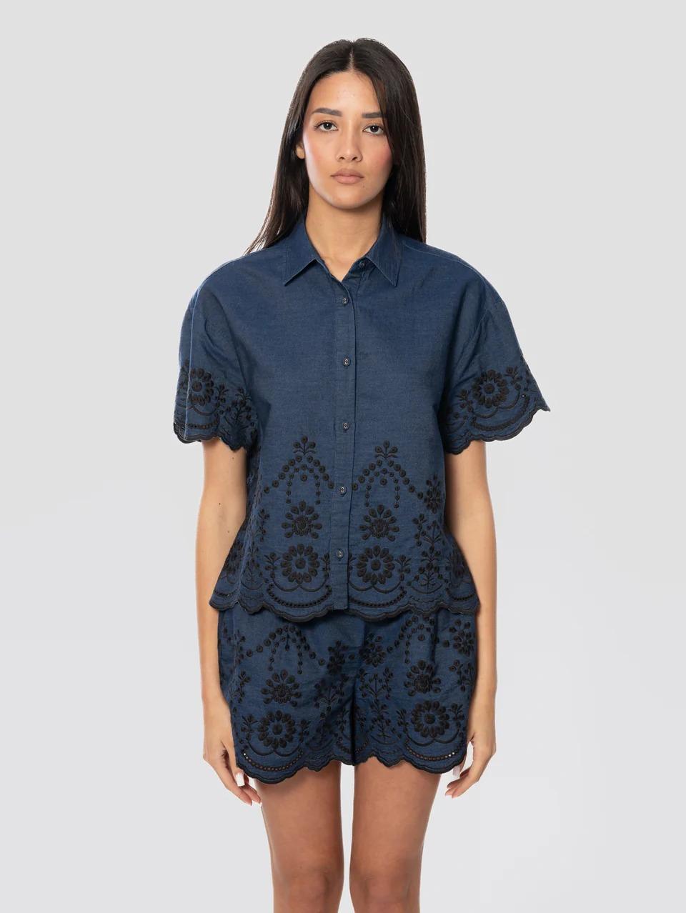 MC2 SAINT BARTH Camicia Chambray in Denim con Ricami Blu CEM0001 01309L MC2 SAINT BARTH 